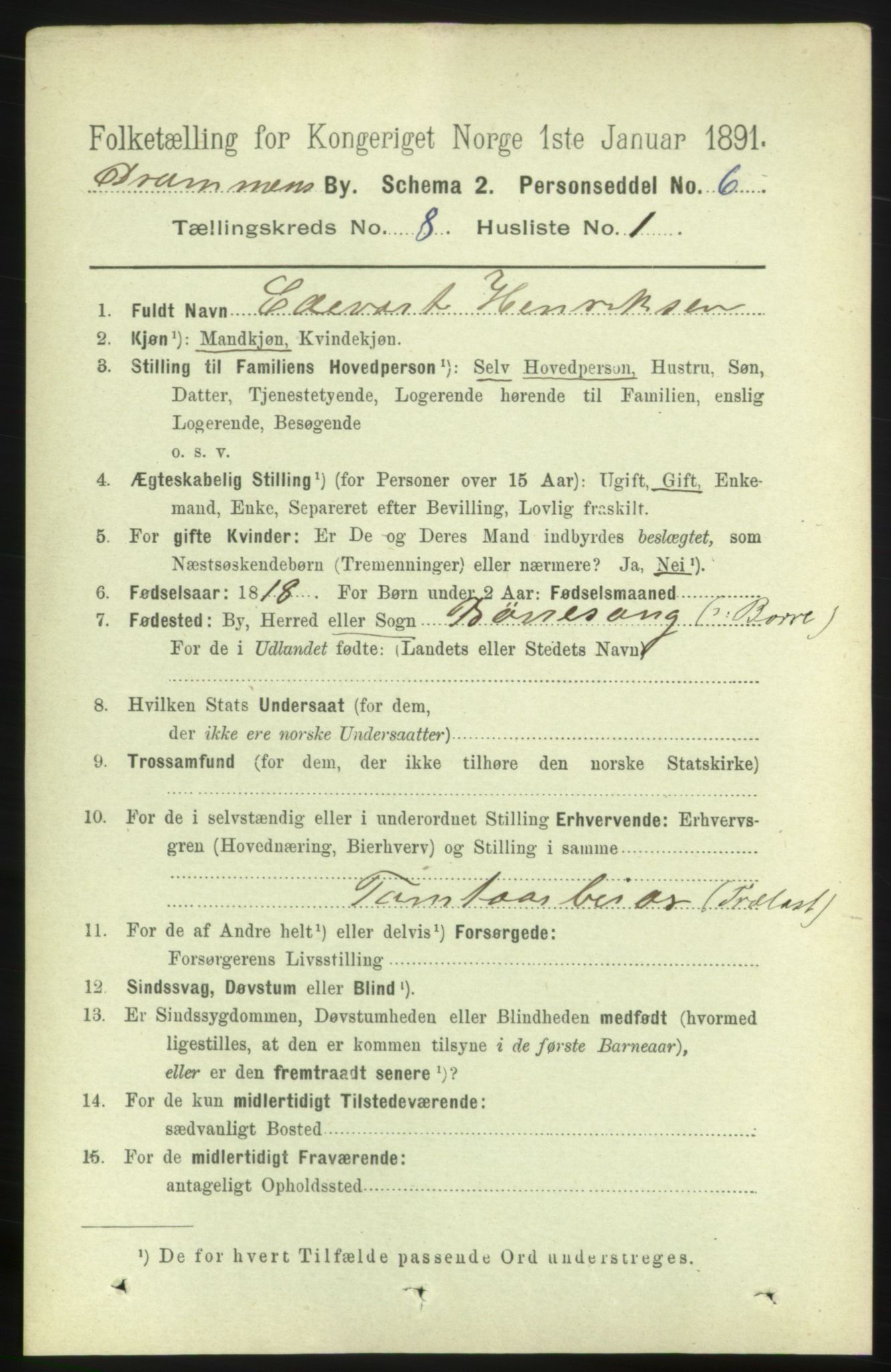 RA, 1891 census for 0602 Drammen, 1891, p. 6778