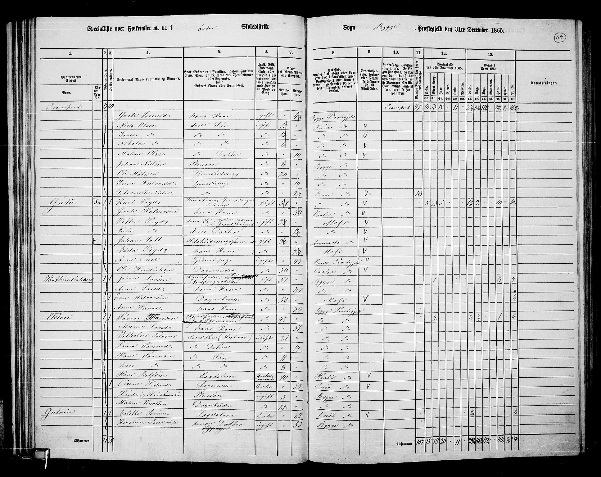 RA, 1865 census for Rygge, 1865, p. 10