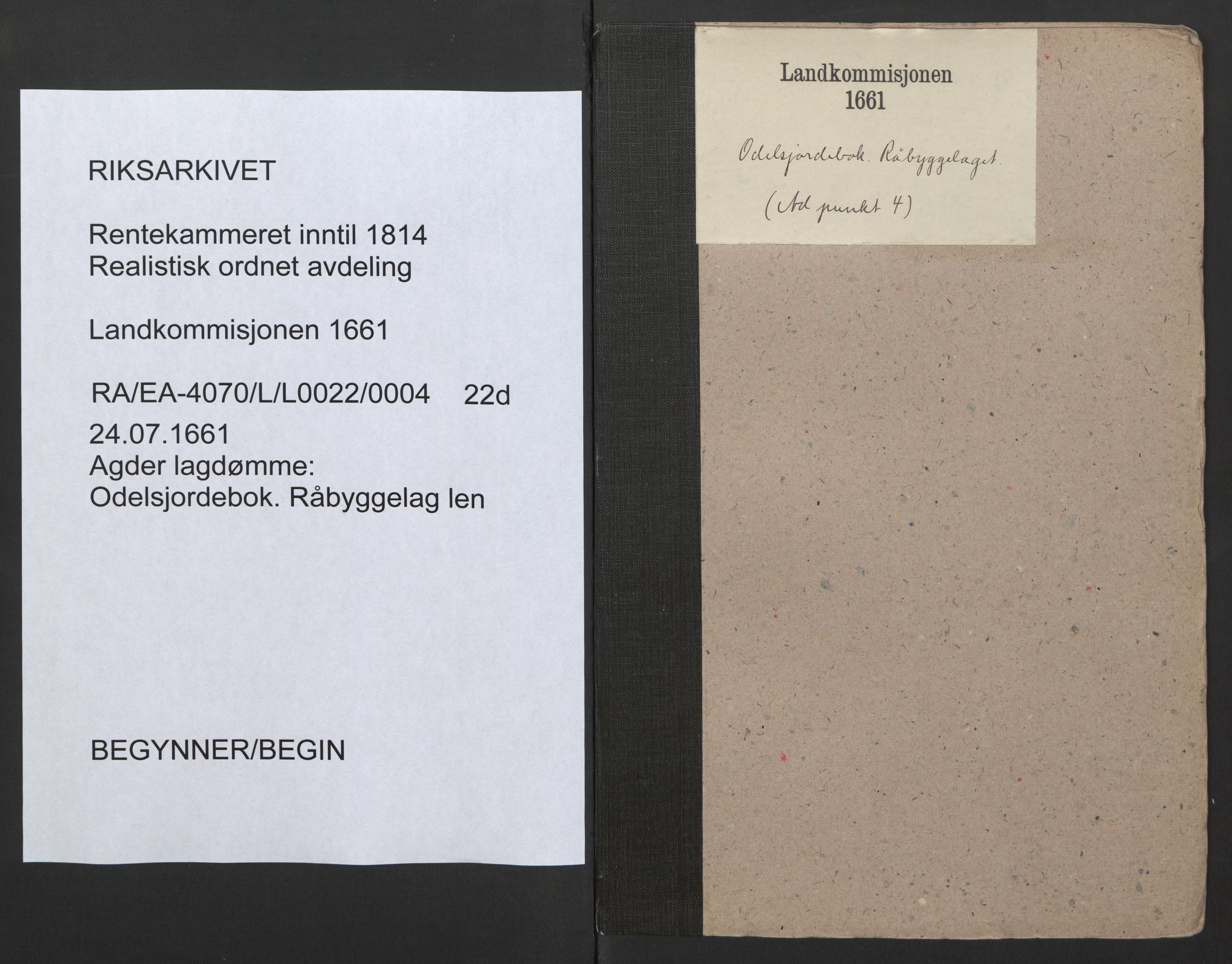 Rentekammeret inntil 1814, Realistisk ordnet avdeling, AV/RA-EA-4070/L/L0022/0004: Agder lagdømme: / Odelsjordebok. Råbyggelag len, 1661