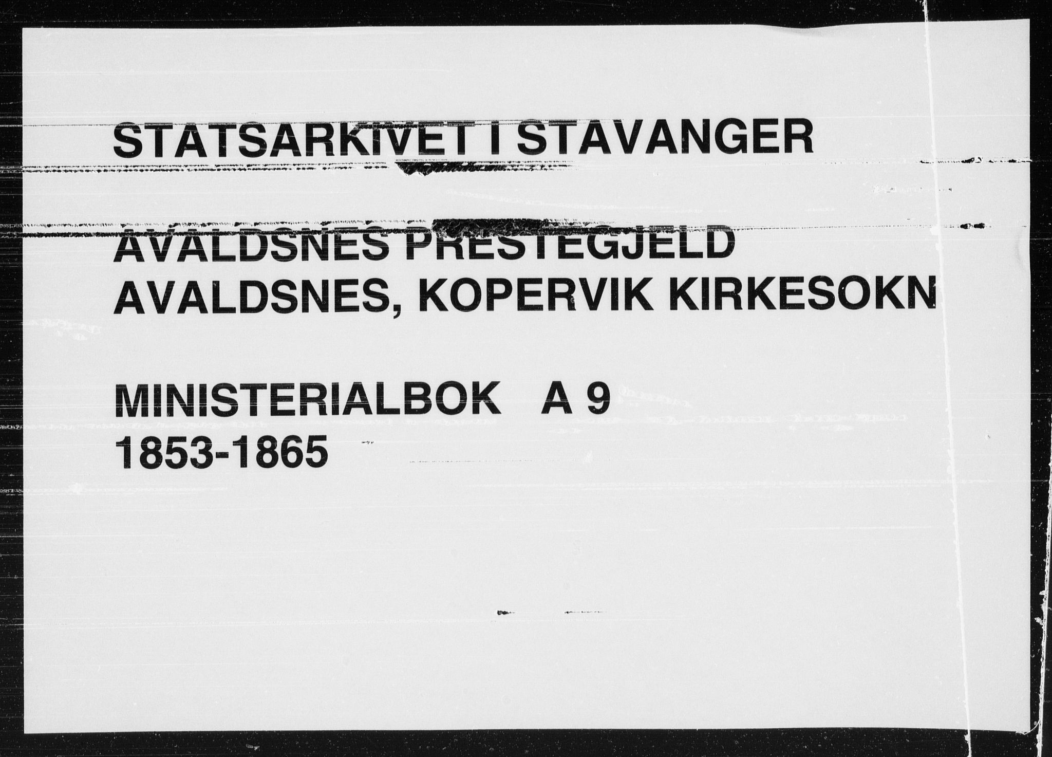 Avaldsnes sokneprestkontor, SAST/A -101851/H/Ha/Haa/L0009: Parish register (official) no. A 9, 1853-1865