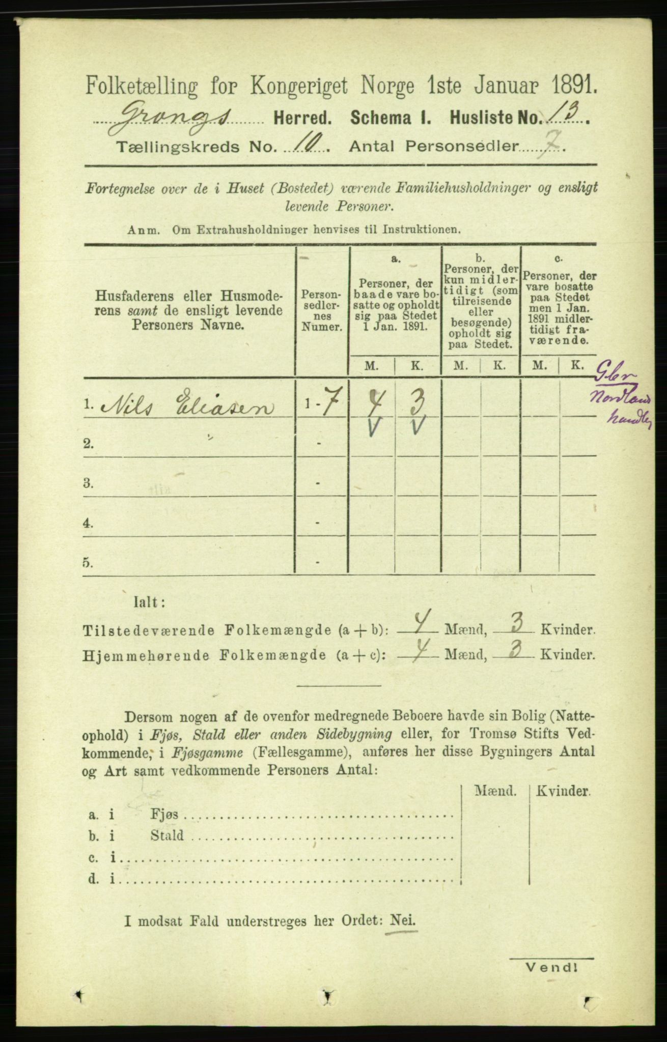 RA, 1891 census for 1742 Grong, 1891, p. 3584