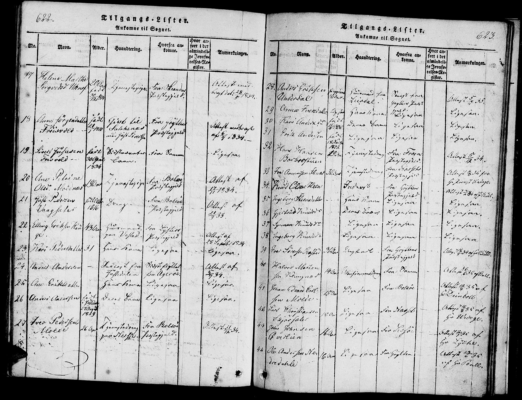 Ministerialprotokoller, klokkerbøker og fødselsregistre - Møre og Romsdal, AV/SAT-A-1454/547/L0602: Parish register (official) no. 547A04, 1818-1845, p. 622-623