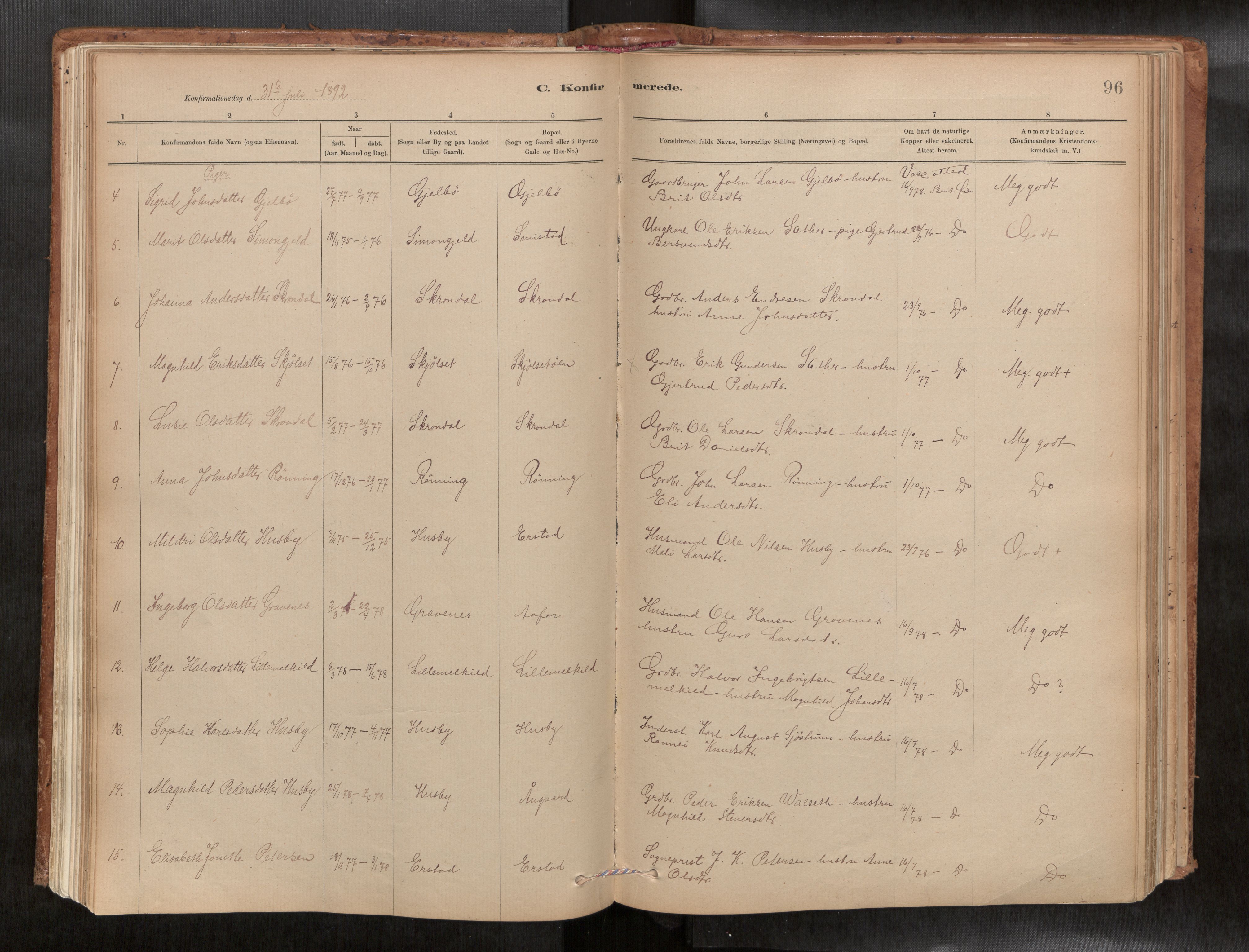 Ministerialprotokoller, klokkerbøker og fødselsregistre - Møre og Romsdal, AV/SAT-A-1454/588/L1006: Parish register (official) no. 588A03, 1886-1912, p. 96