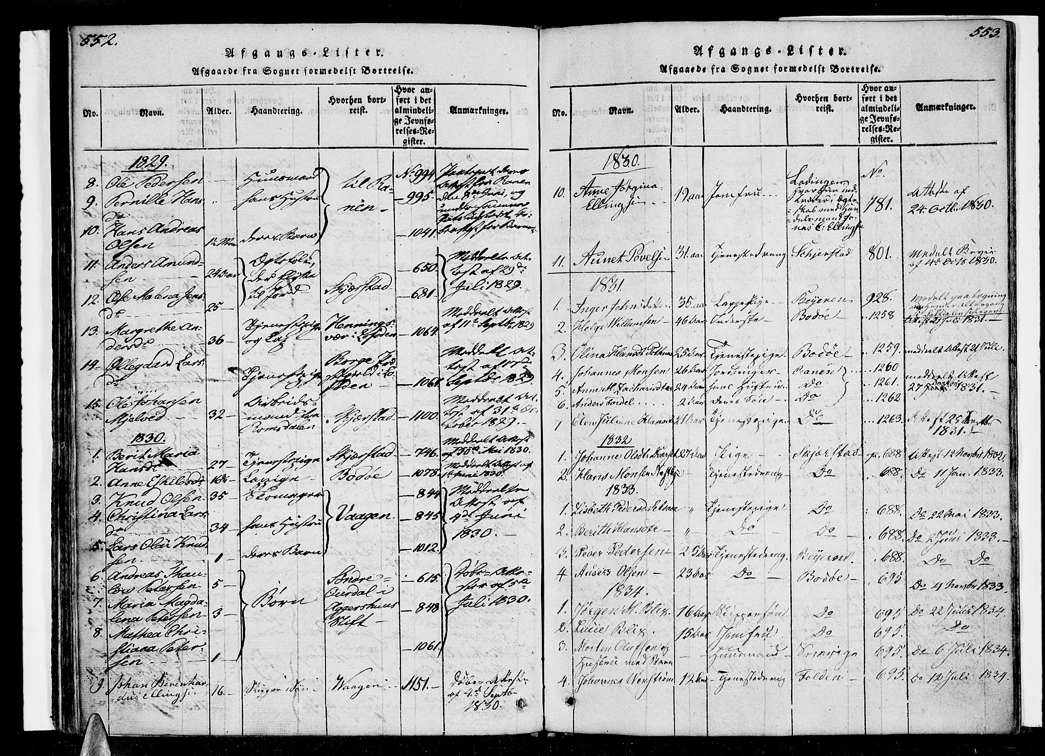 Ministerialprotokoller, klokkerbøker og fødselsregistre - Nordland, SAT/A-1459/847/L0665: Parish register (official) no. 847A05, 1818-1841, p. 552-553