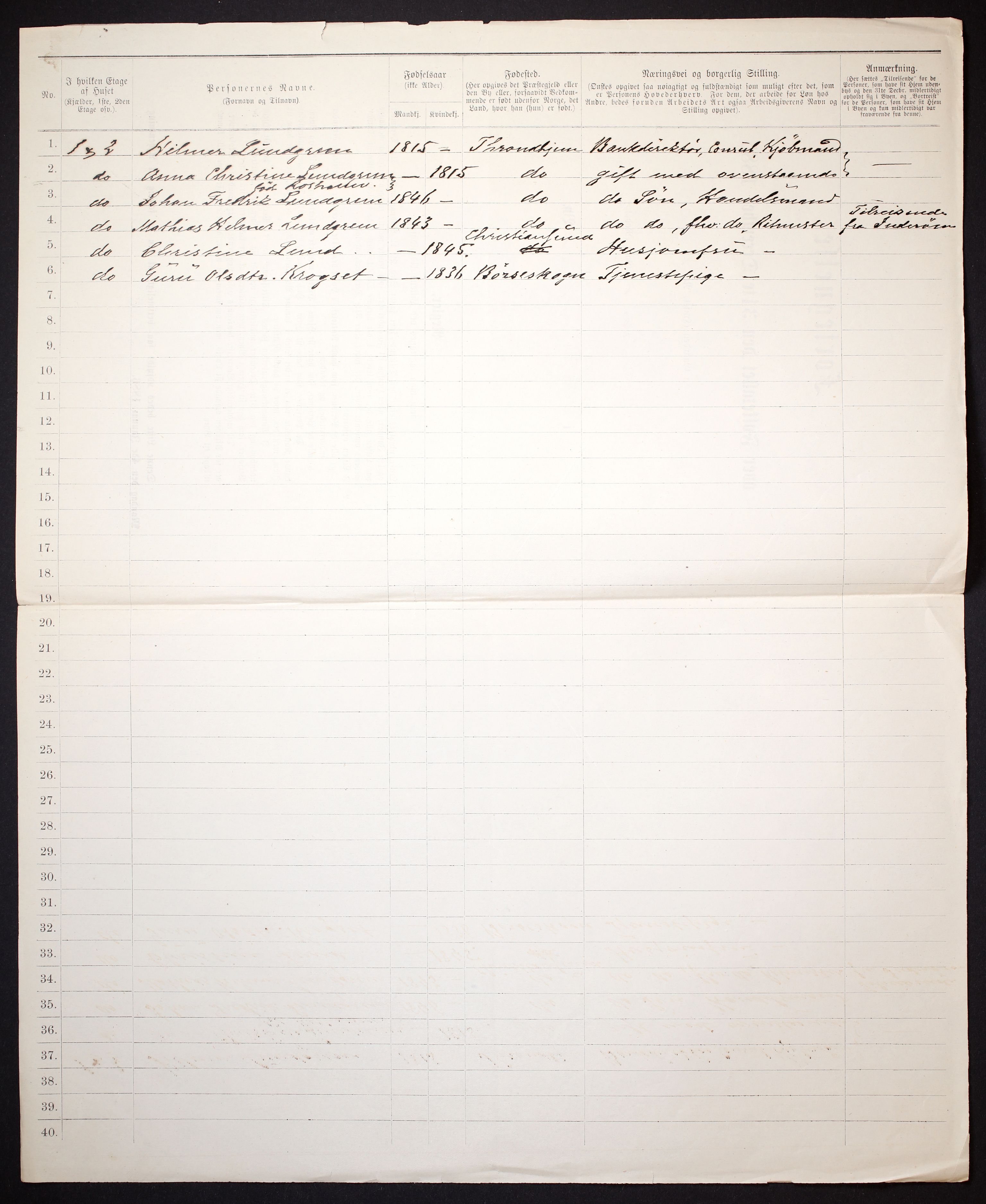 SAT, 1885 census for 1601 Trondheim, 1885, p. 706