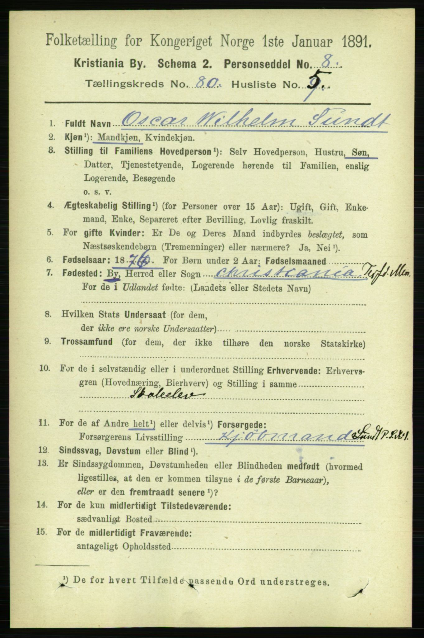 RA, 1891 census for 0301 Kristiania, 1891, p. 41321