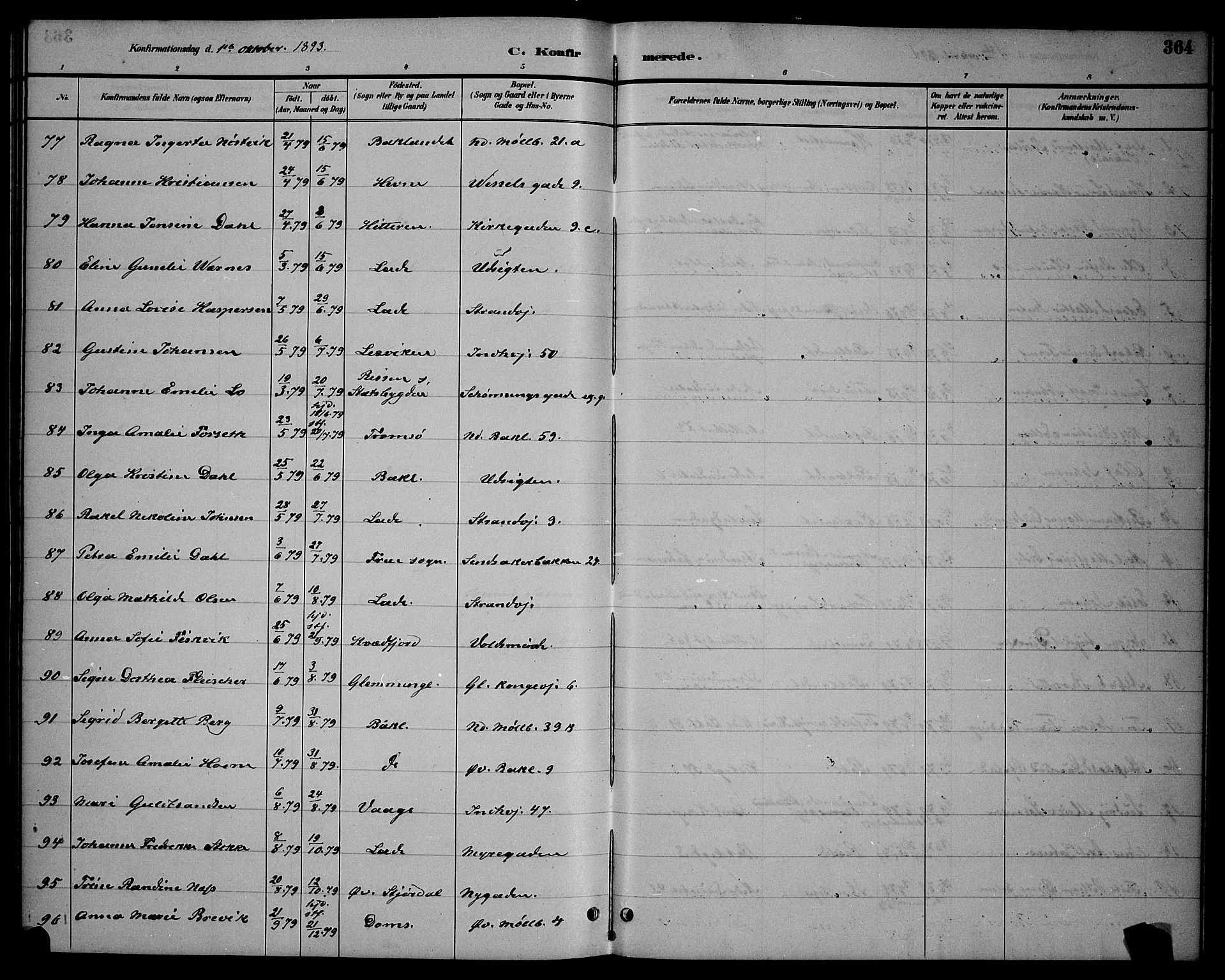 Ministerialprotokoller, klokkerbøker og fødselsregistre - Sør-Trøndelag, SAT/A-1456/604/L0222: Parish register (copy) no. 604C05, 1886-1895, p. 364