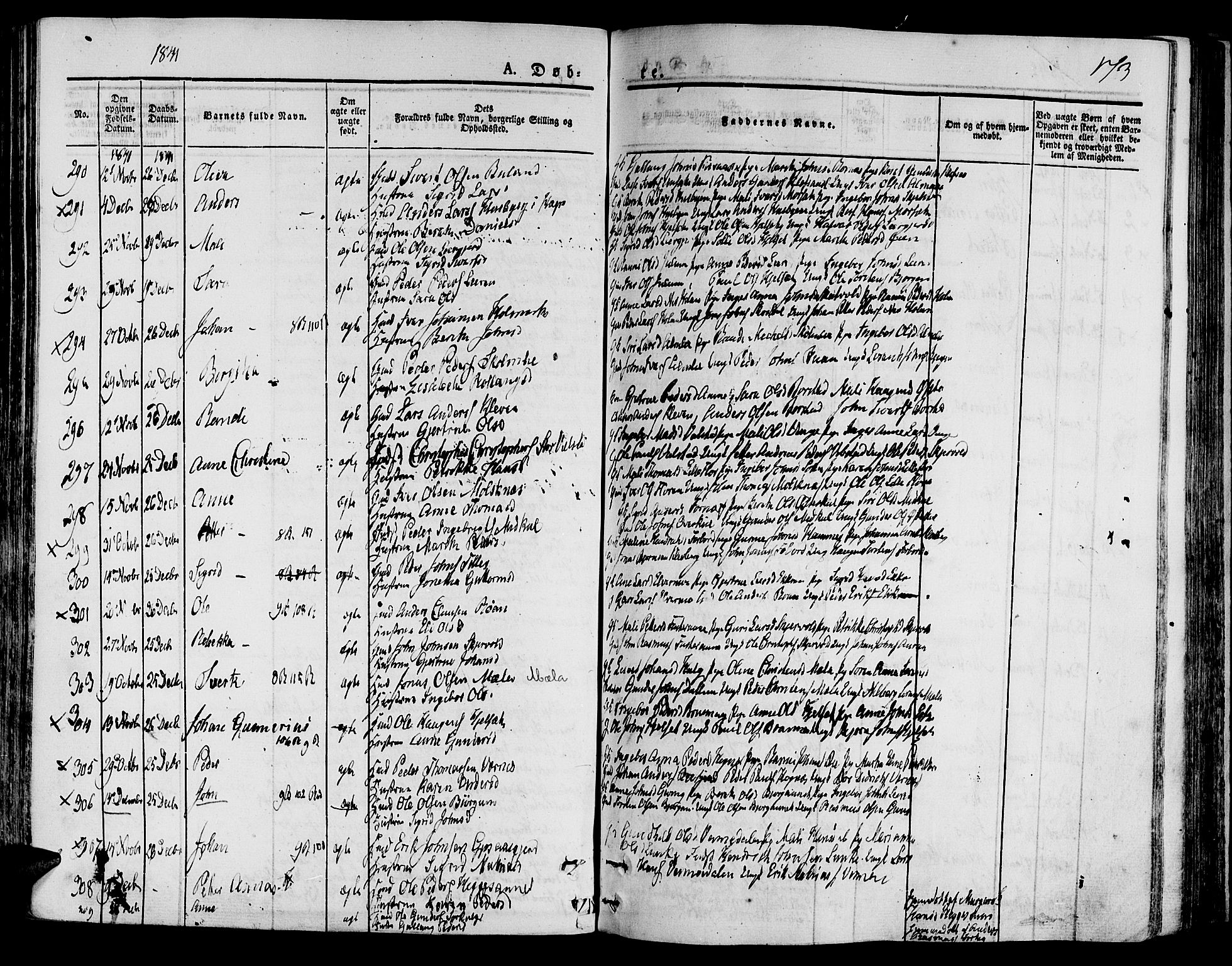 Ministerialprotokoller, klokkerbøker og fødselsregistre - Nord-Trøndelag, SAT/A-1458/709/L0071: Parish register (official) no. 709A11, 1833-1844, p. 173