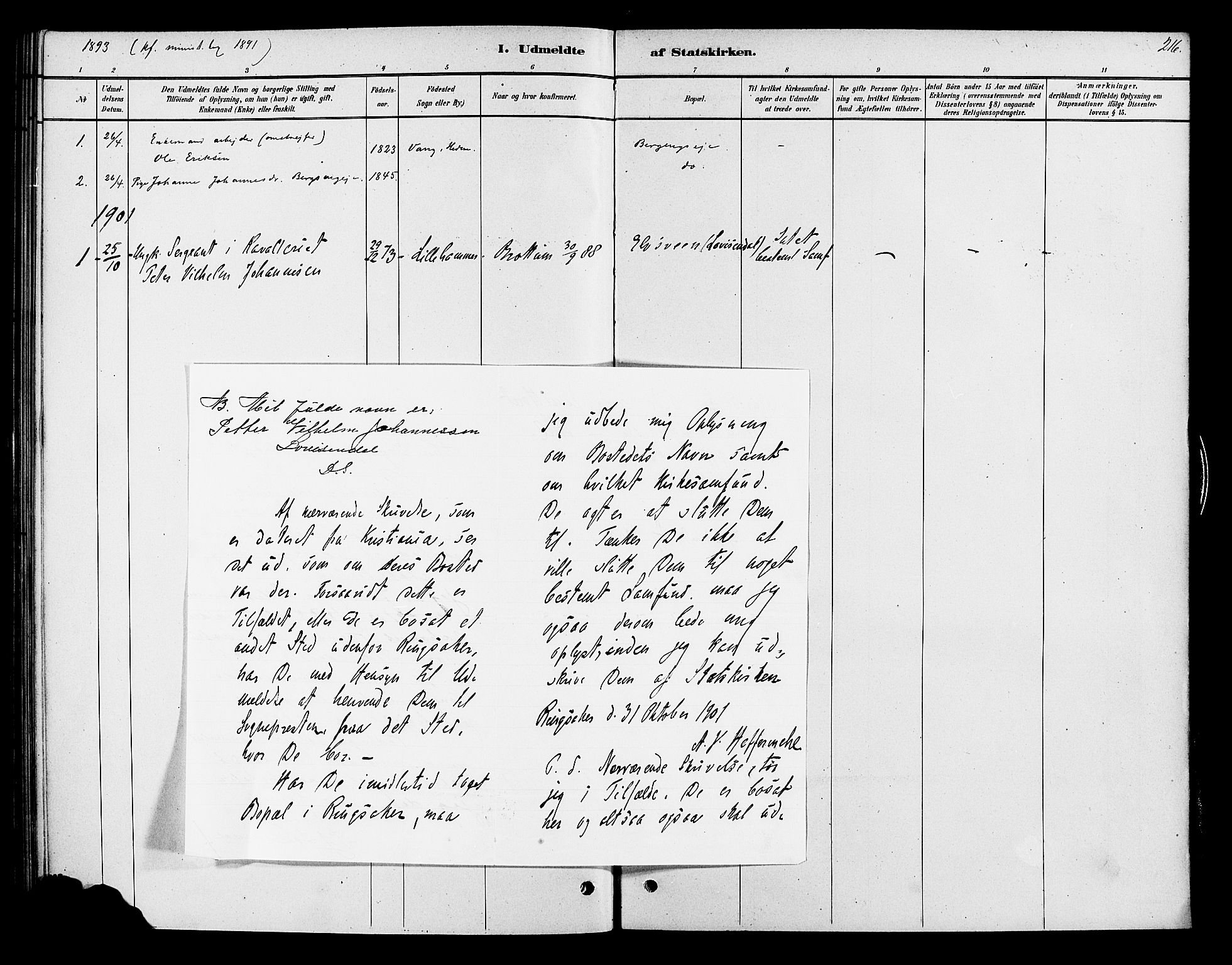 Ringsaker prestekontor, SAH/PREST-014/K/Ka/L0013: Parish register (official) no. 13, 1879-1890, p. 216