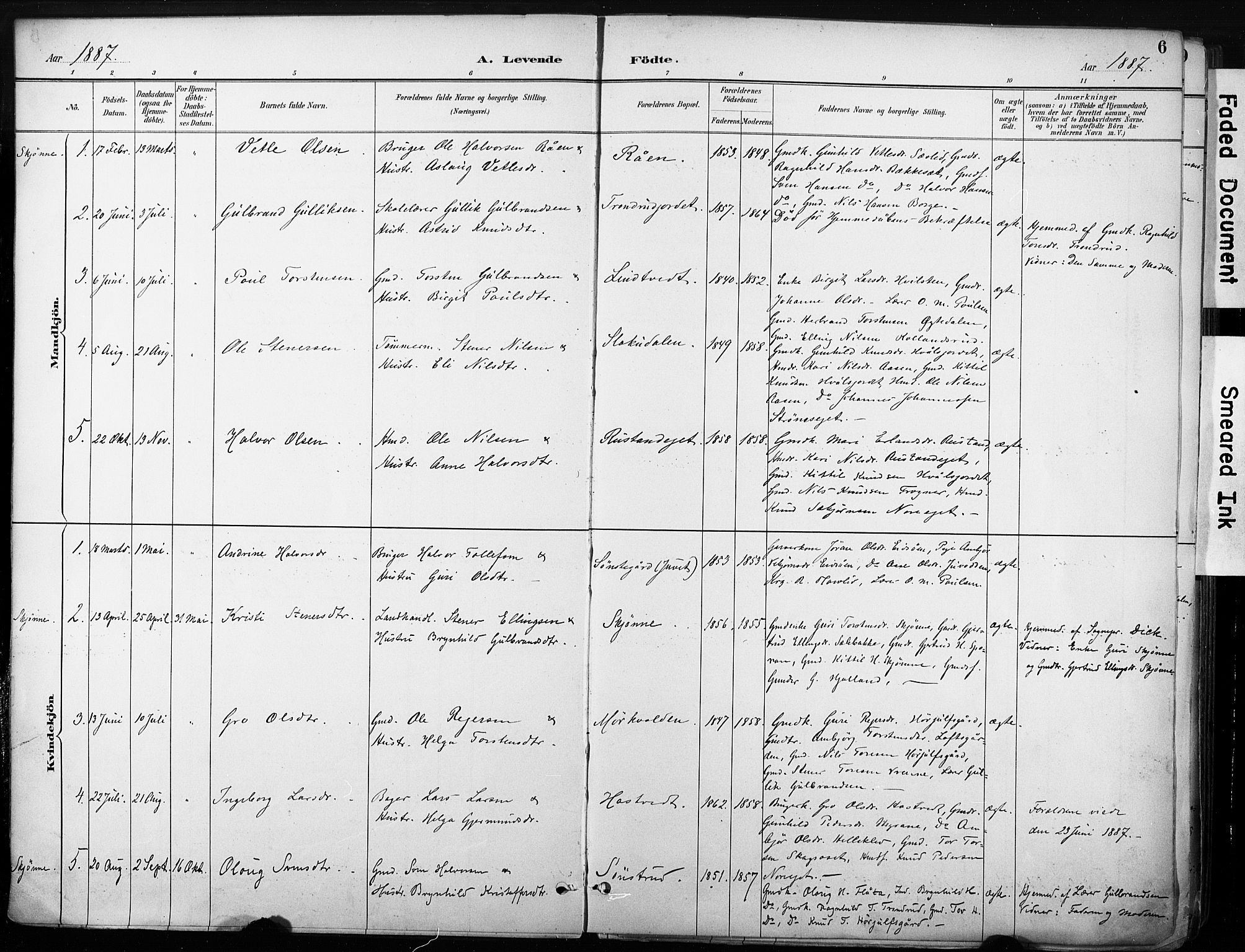 Nore kirkebøker, SAKO/A-238/F/Fb/L0002: Parish register (official) no. II 2, 1886-1906, p. 6
