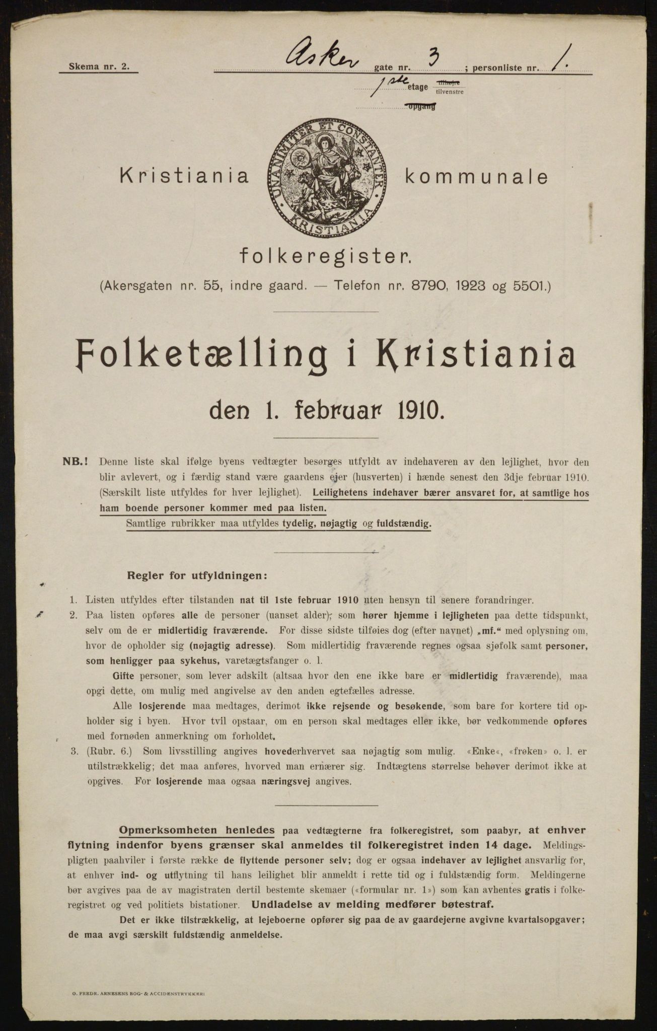 OBA, Municipal Census 1910 for Kristiania, 1910, p. 2334