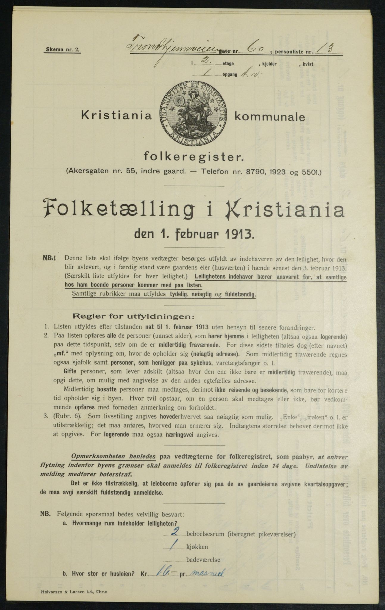 OBA, Municipal Census 1913 for Kristiania, 1913, p. 117045