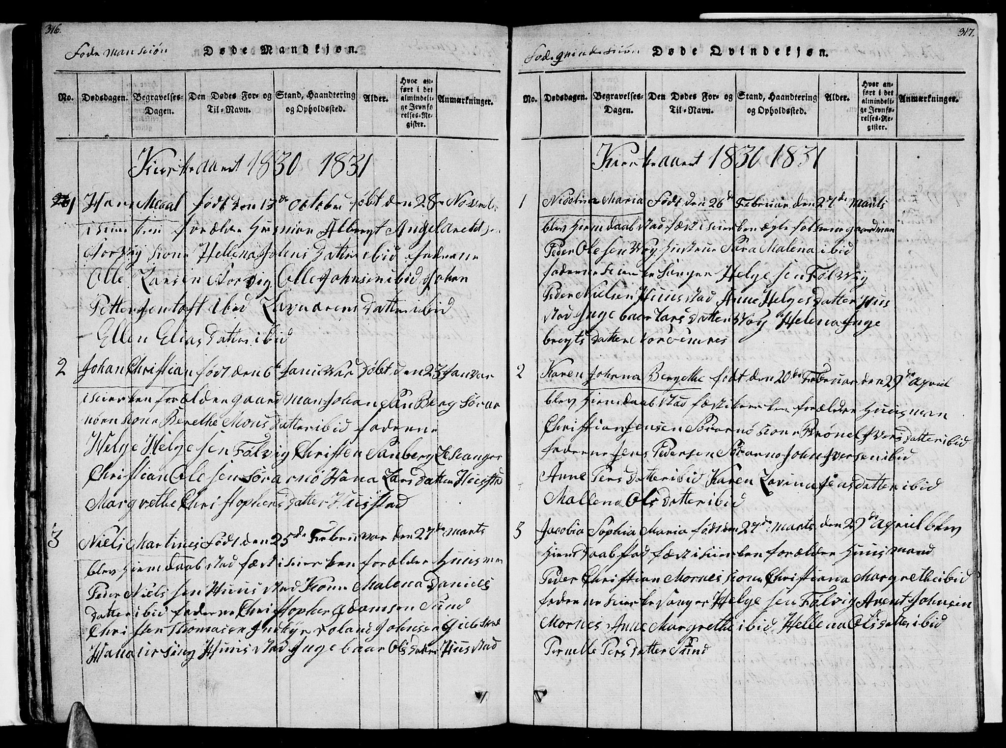 Ministerialprotokoller, klokkerbøker og fødselsregistre - Nordland, AV/SAT-A-1459/805/L0105: Parish register (copy) no. 805C01, 1820-1839, p. 316-317