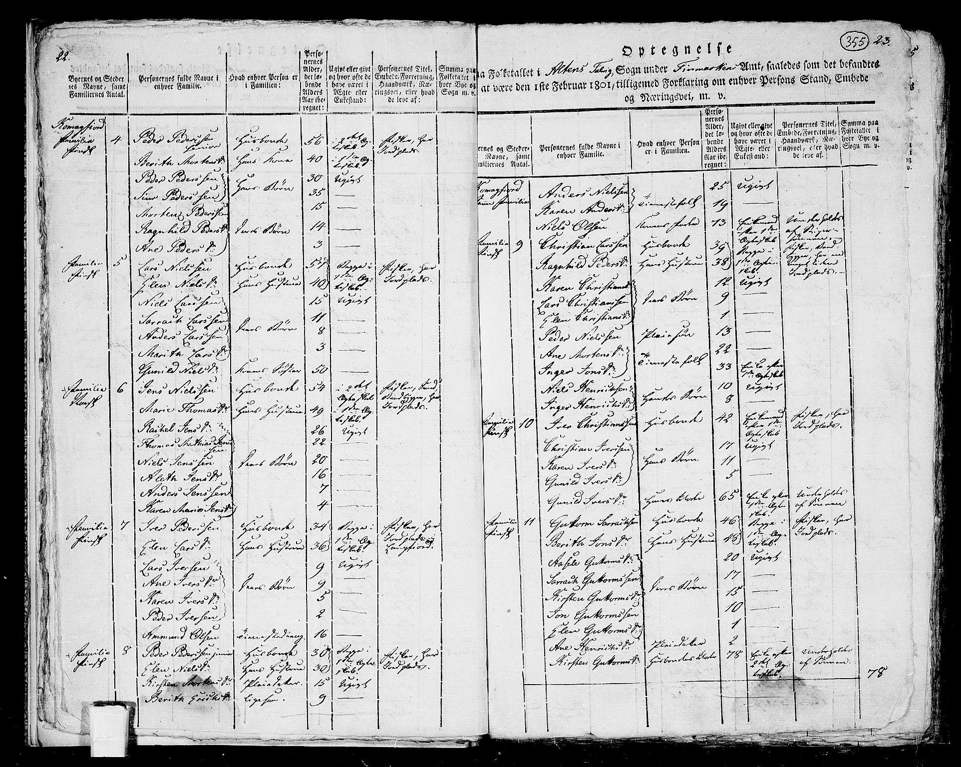 RA, 1801 census for 2012P Alta Talvik, 1801, p. 354b-355a