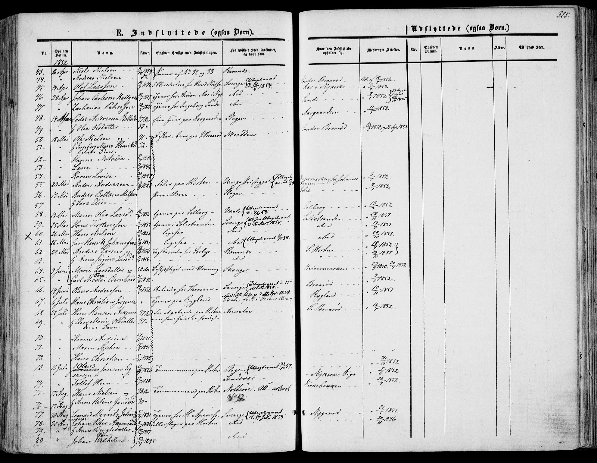 Borre kirkebøker, SAKO/A-338/F/Fa/L0006: Parish register (official) no. I 6, 1852-1862, p. 325