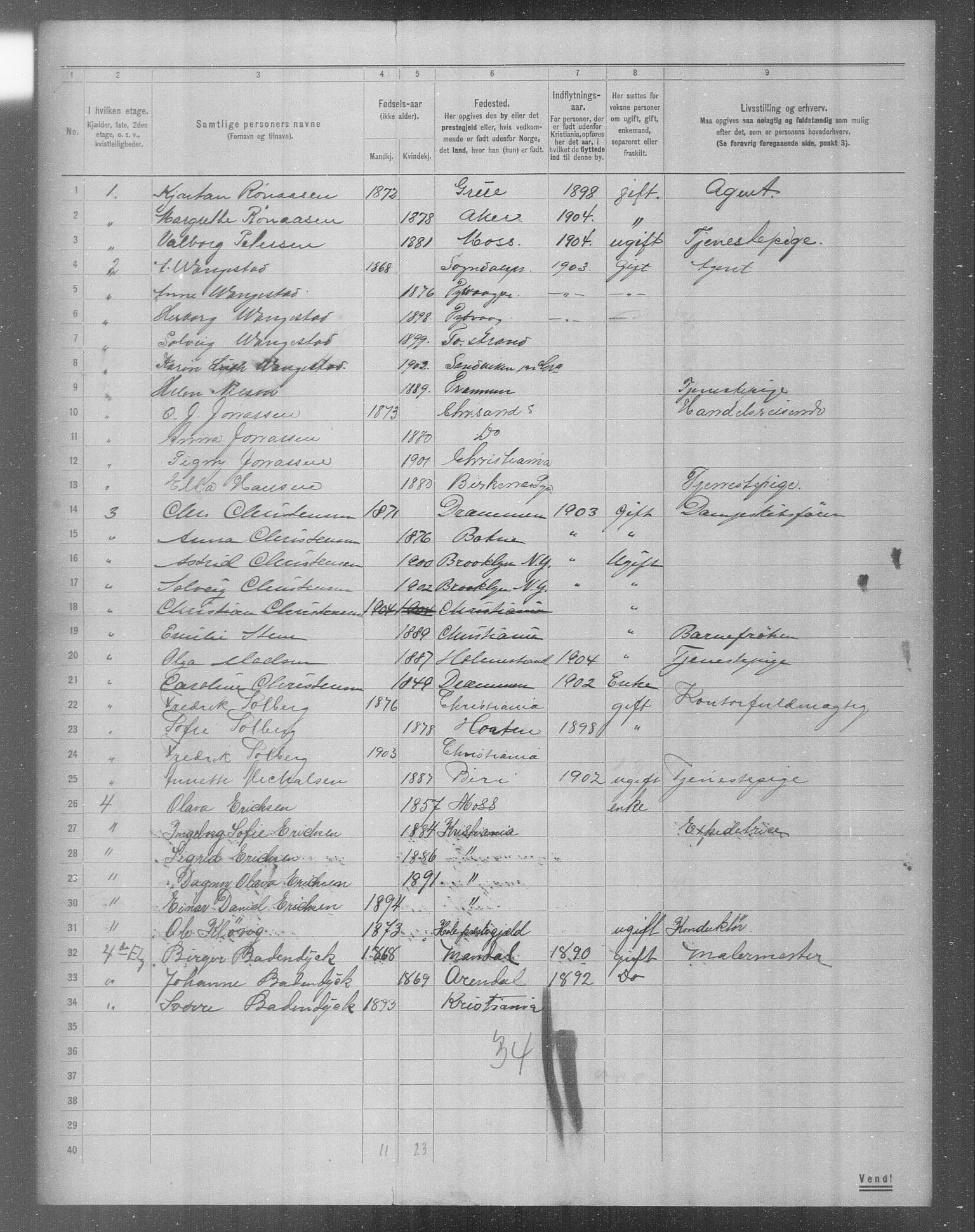 OBA, Municipal Census 1904 for Kristiania, 1904, p. 17495