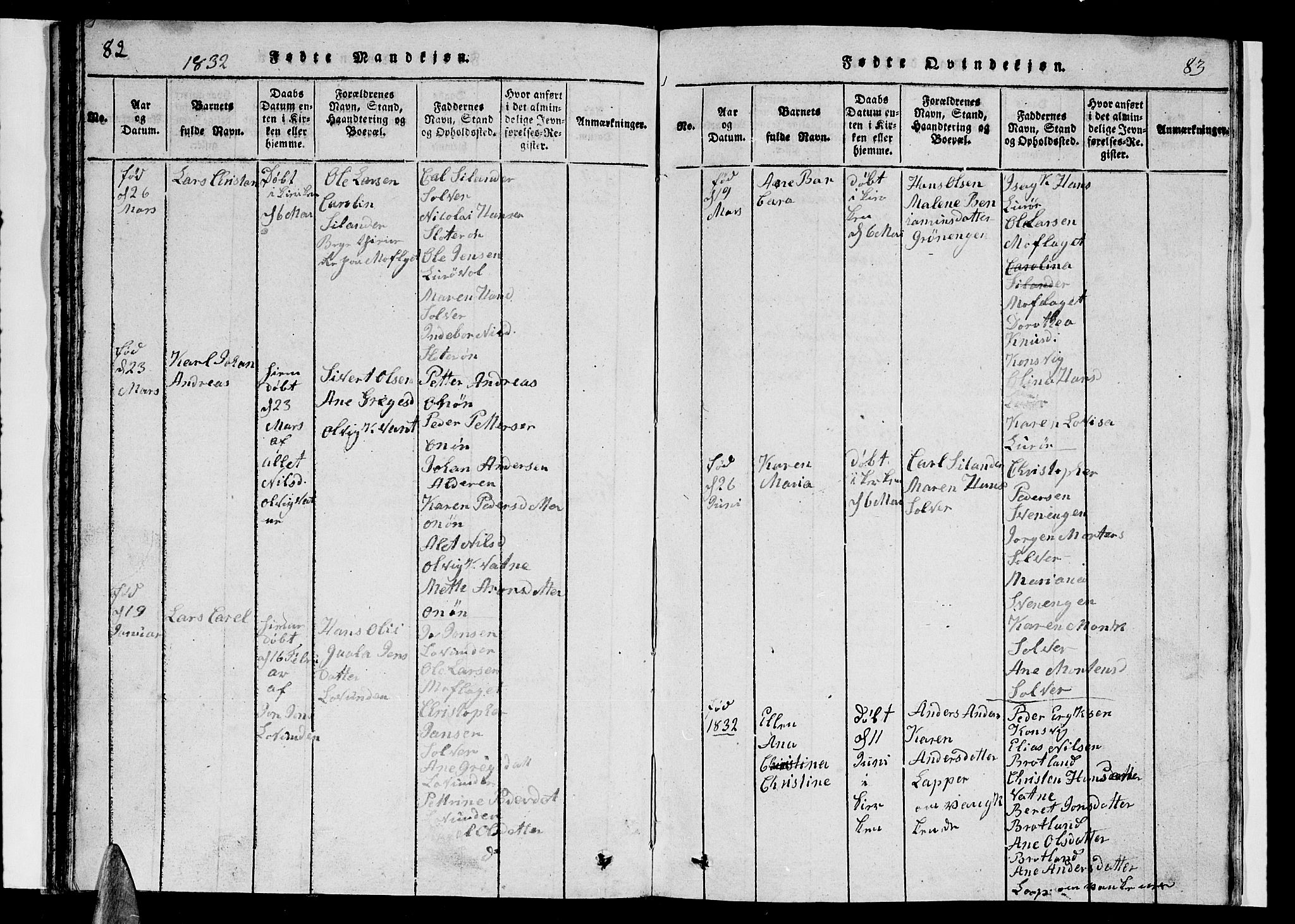 Ministerialprotokoller, klokkerbøker og fødselsregistre - Nordland, SAT/A-1459/839/L0571: Parish register (copy) no. 839C01, 1820-1840, p. 82-83