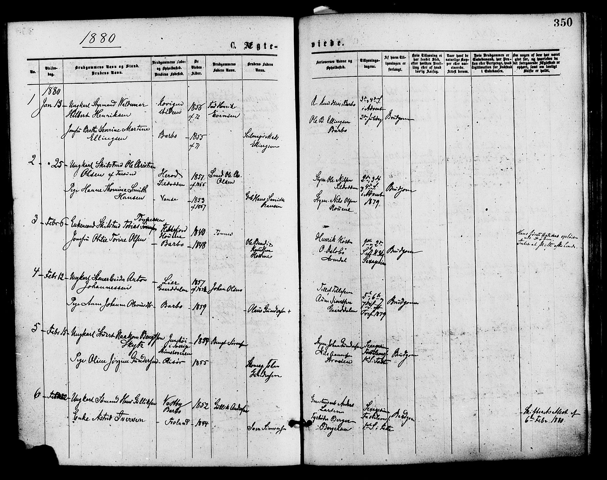 Barbu sokneprestkontor, SAK/1111-0003/F/Fa/L0001: Parish register (official) no. A 1 /1, 1878-1883, p. 350