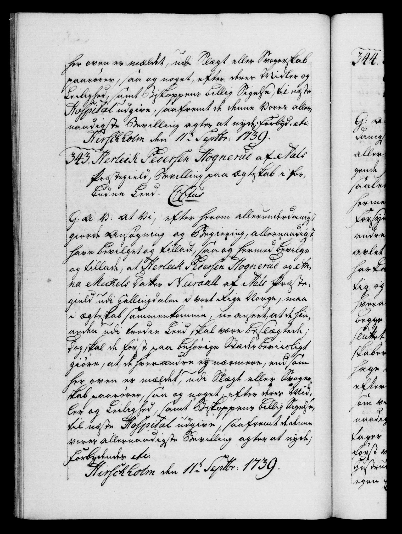 Danske Kanselli 1572-1799, AV/RA-EA-3023/F/Fc/Fca/Fcaa/L0031: Norske registre, 1739-1740, p. 228b