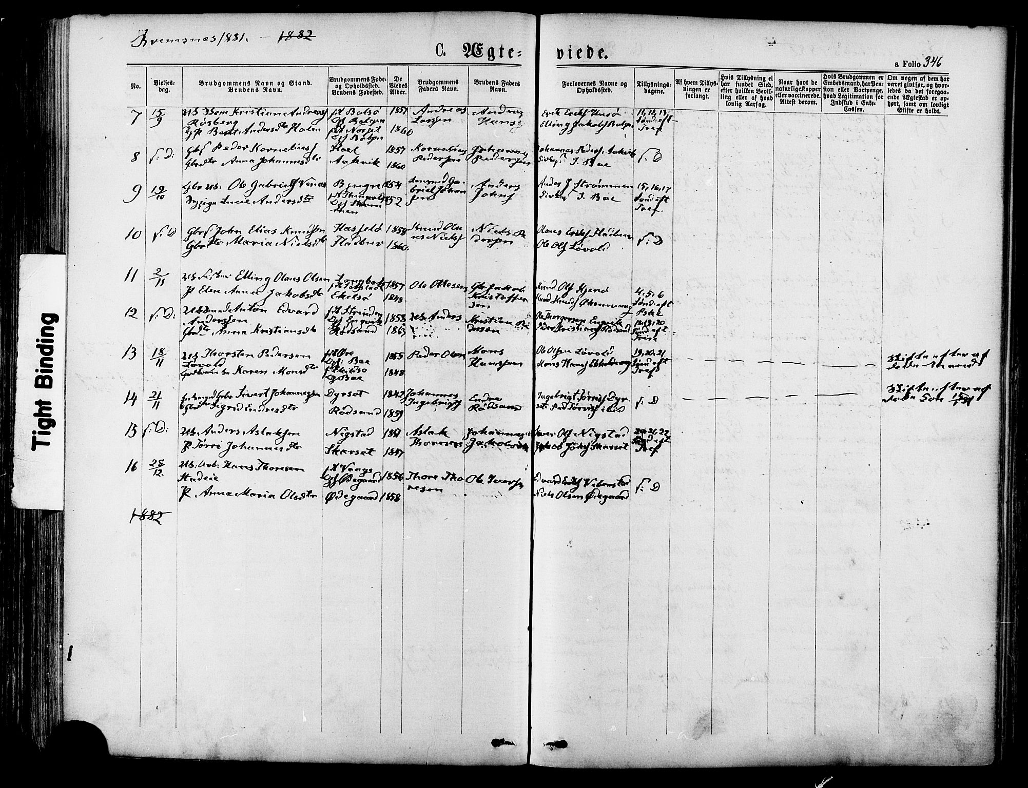 Ministerialprotokoller, klokkerbøker og fødselsregistre - Møre og Romsdal, SAT/A-1454/568/L0806: Parish register (official) no. 568A12 /3, 1878-1884, p. 346