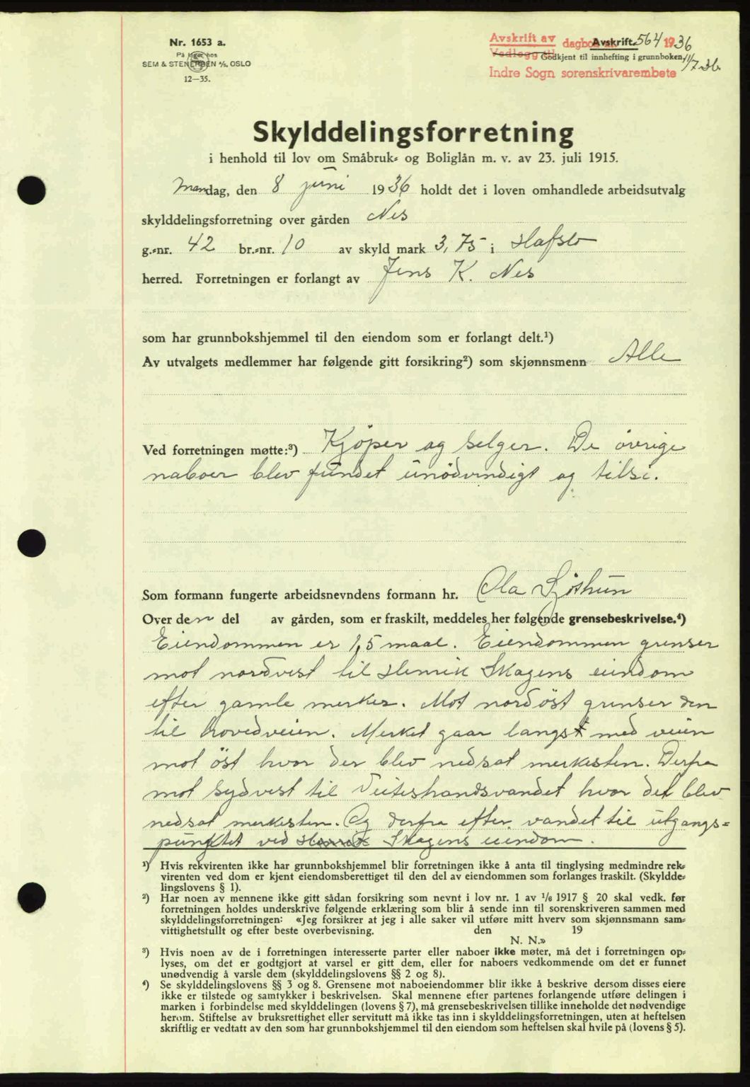 Indre Sogn tingrett, SAB/A-3301/1/G/Gb/Gba/L0030: Mortgage book no. 30, 1935-1937, Deed date: 11.07.1936