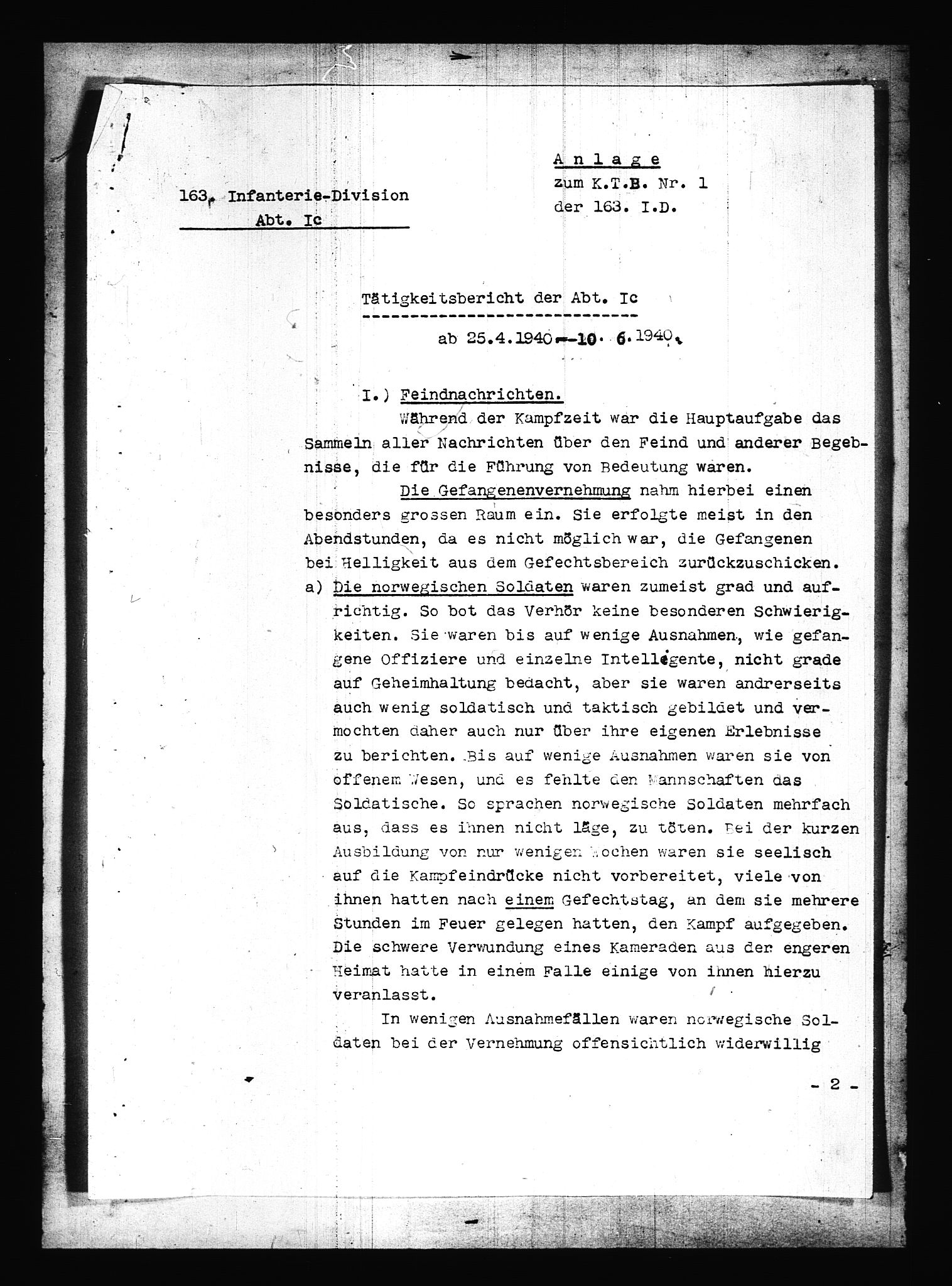 Documents Section, AV/RA-RAFA-2200/V/L0087: Amerikansk mikrofilm "Captured German Documents".
Box No. 726.  FKA jnr. 601/1954., 1940, p. 12