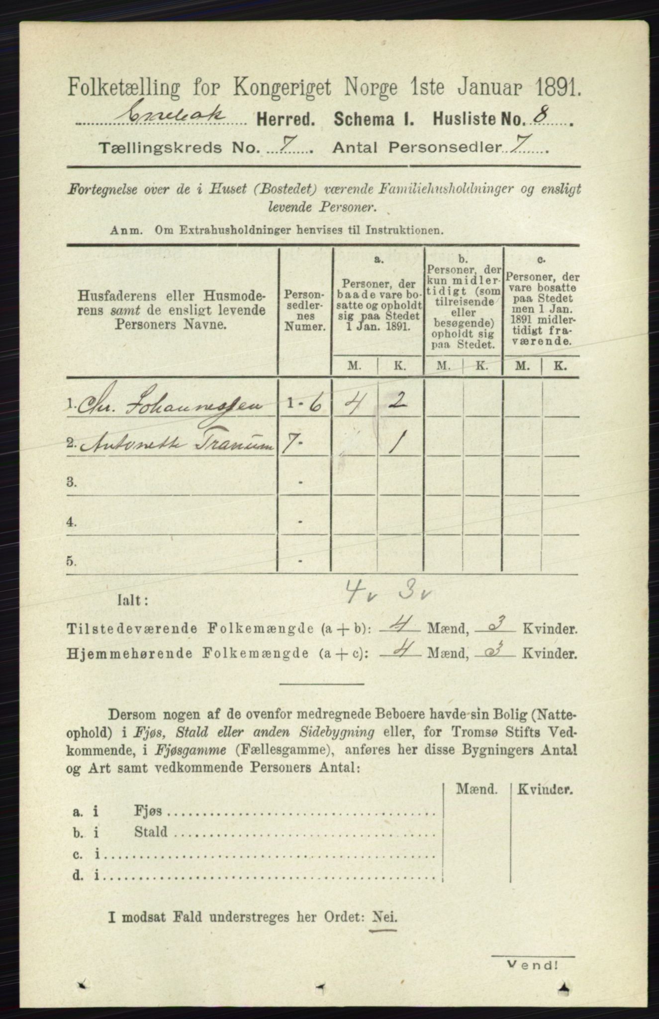 RA, 1891 census for 0229 Enebakk, 1891, p. 3494