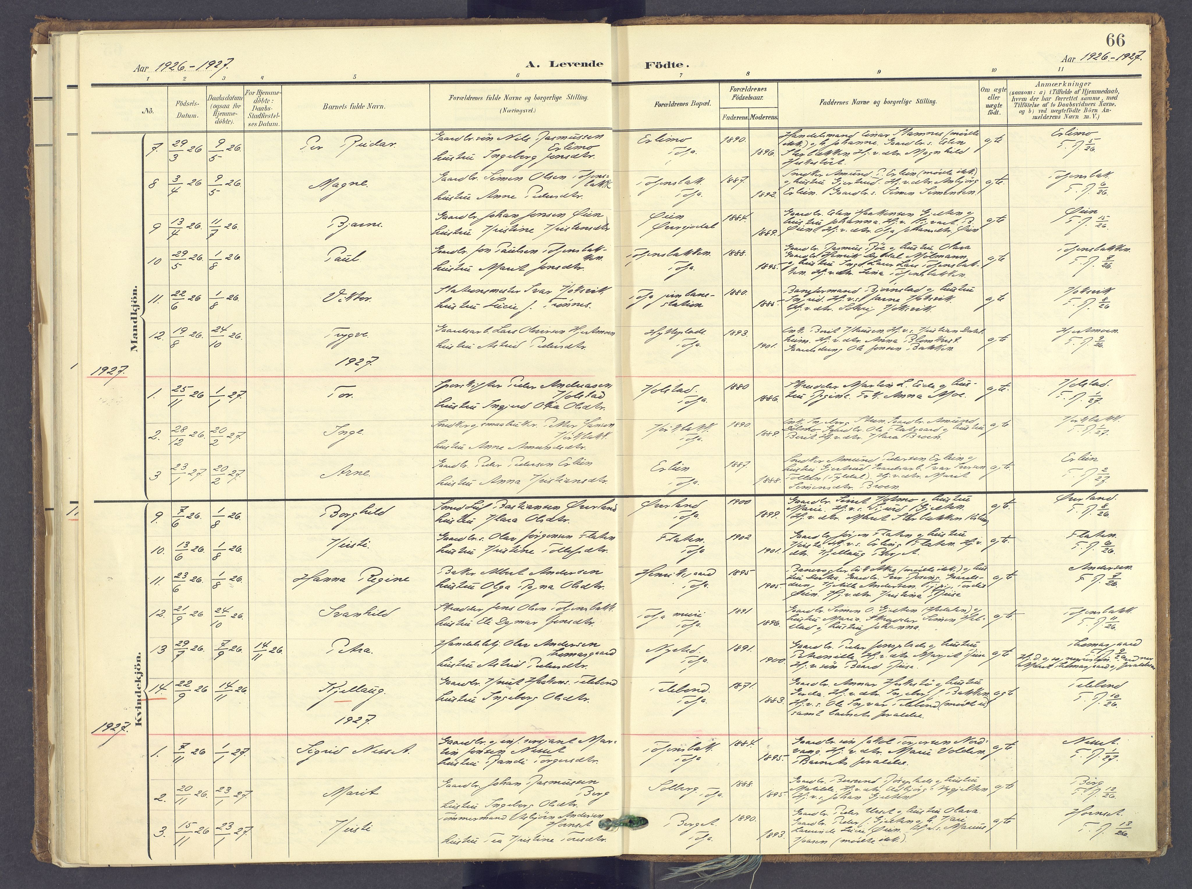 Tolga prestekontor, SAH/PREST-062/K/L0014: Parish register (official) no. 14, 1903-1929, p. 66