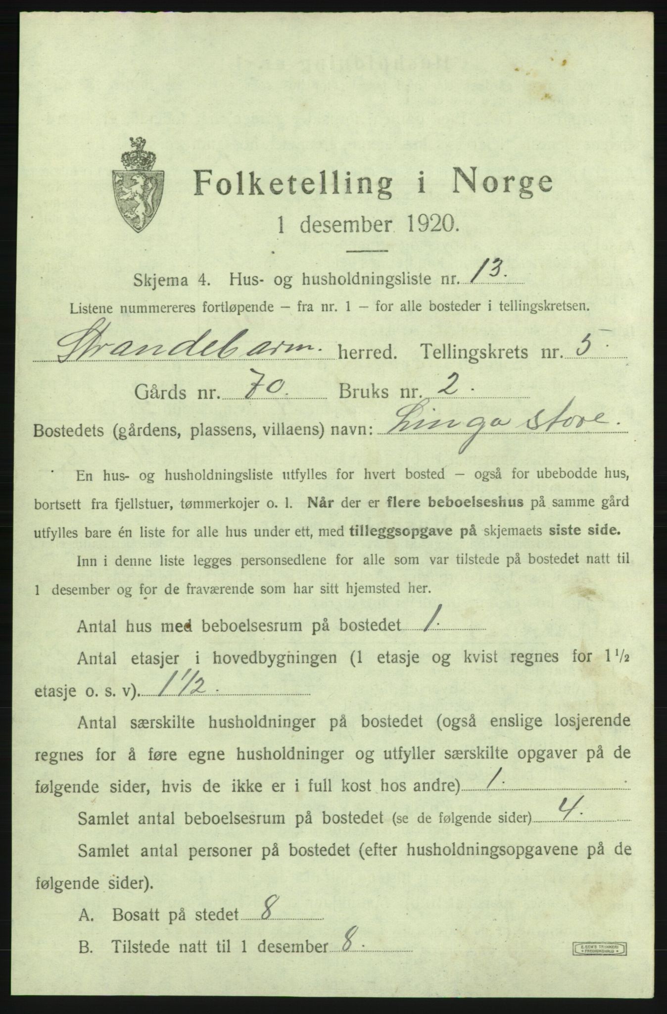 SAB, 1920 census for Strandebarm, 1920, p. 1028