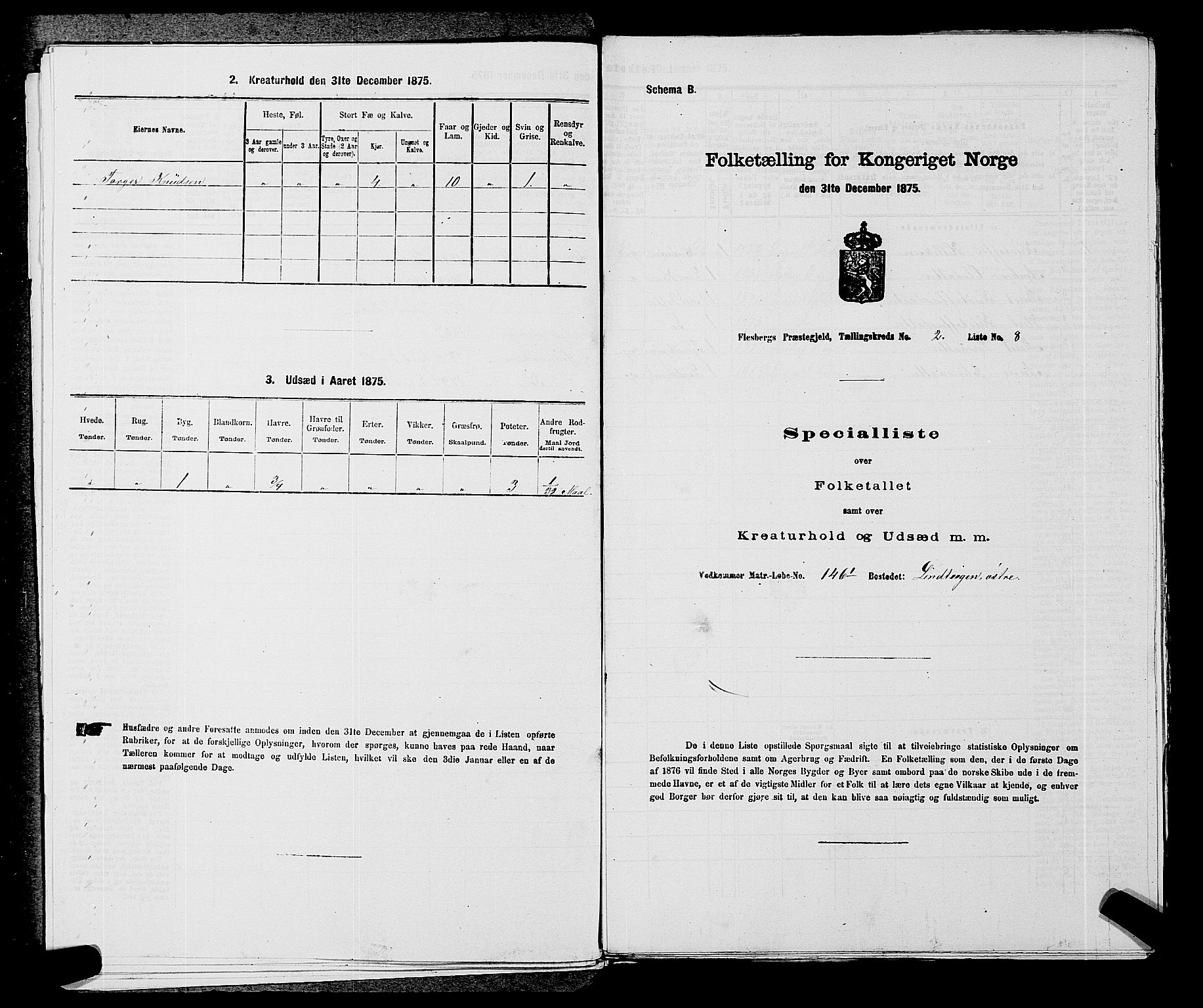 SAKO, 1875 census for 0631P Flesberg, 1875, p. 495