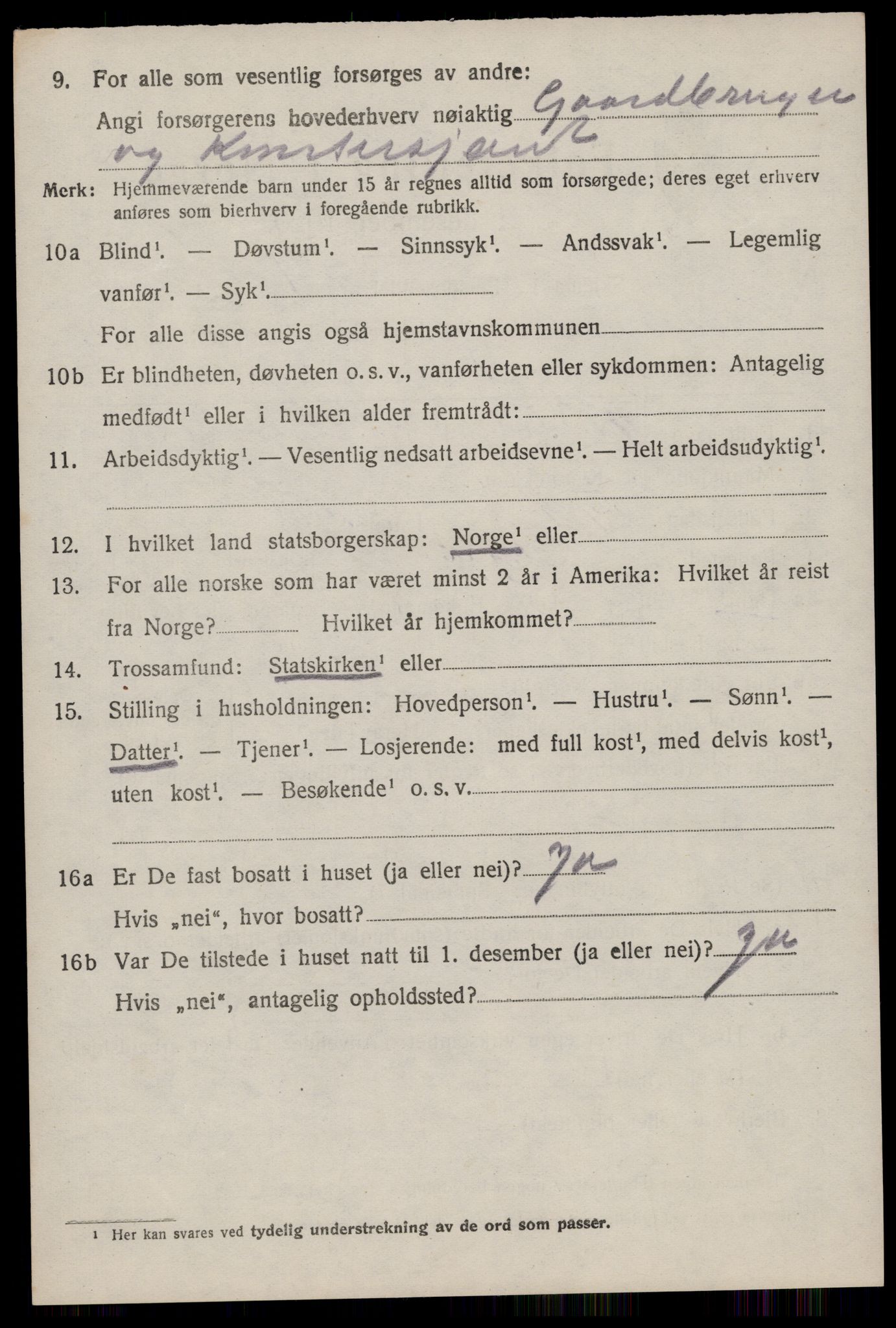 SAST, 1920 census for Varhaug, 1920, p. 1994