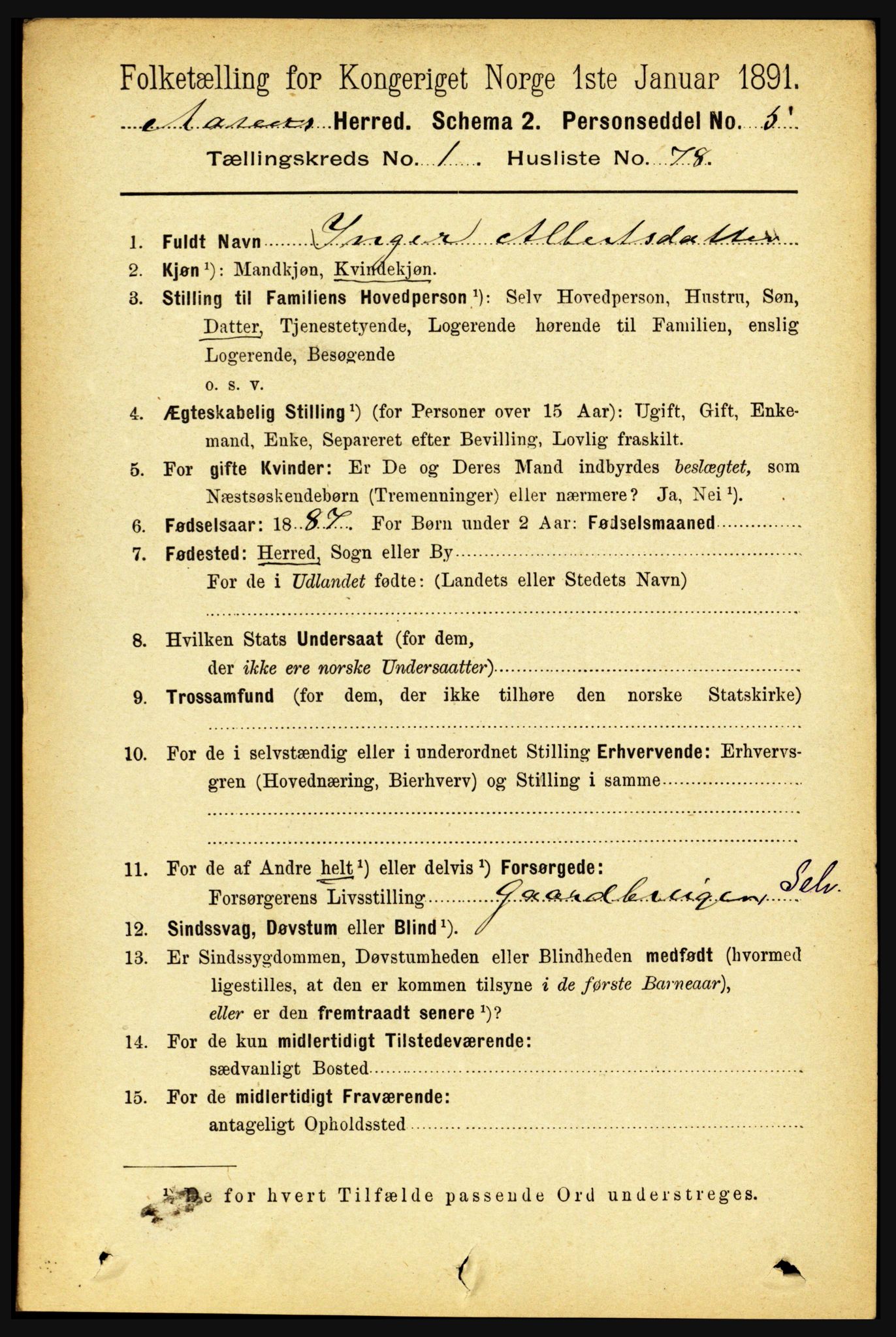 RA, 1891 census for 1716 Åsen, 1891, p. 552