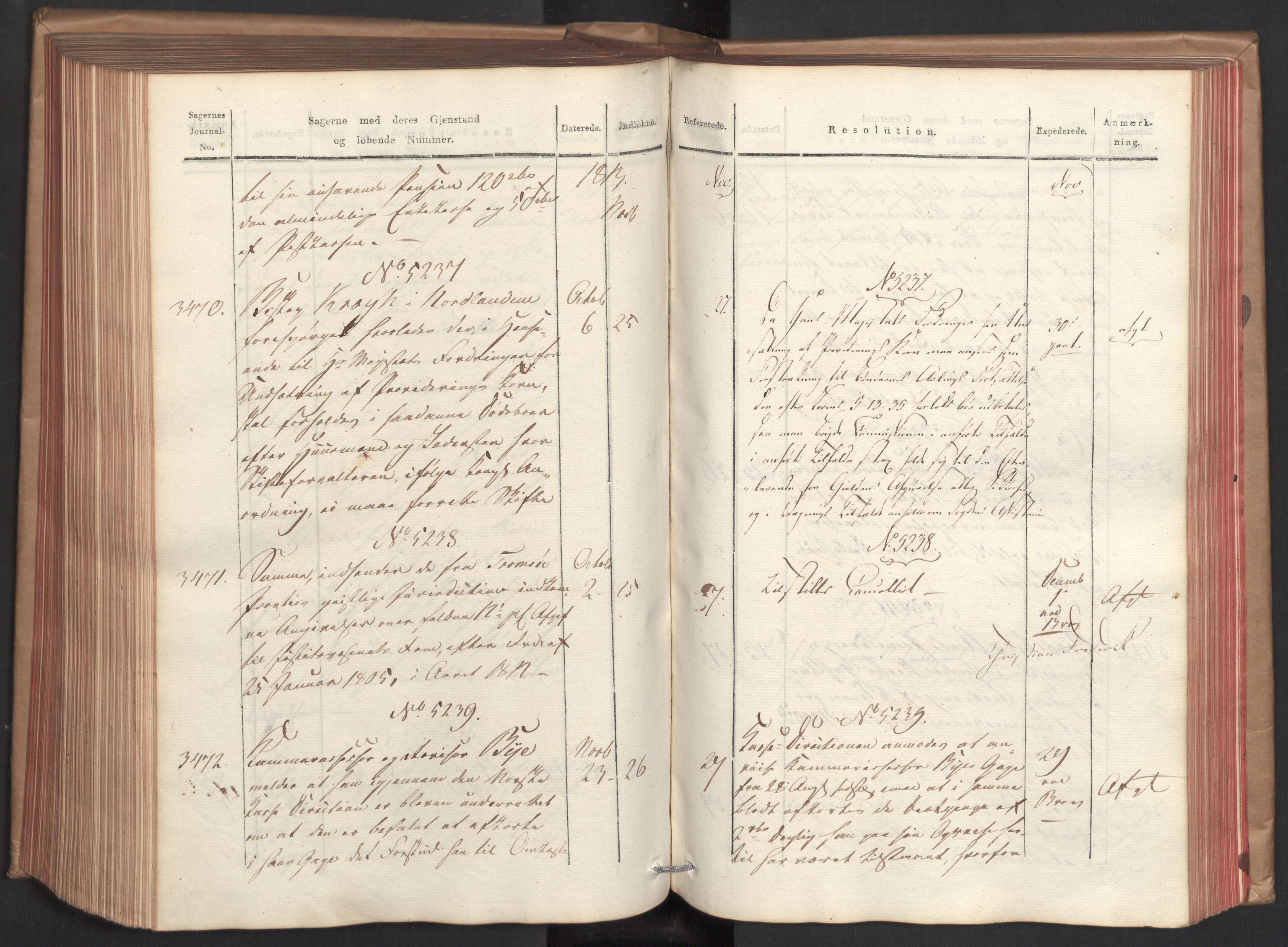 Stattholderembetet 1810-1814, 2. kontor (Kontor B), AV/RA-EA-5432/Ab/L0008: Referatprotokoll,  j.nr. 3043-3538,  l.nr. 4732-5314, 1813, p. 257