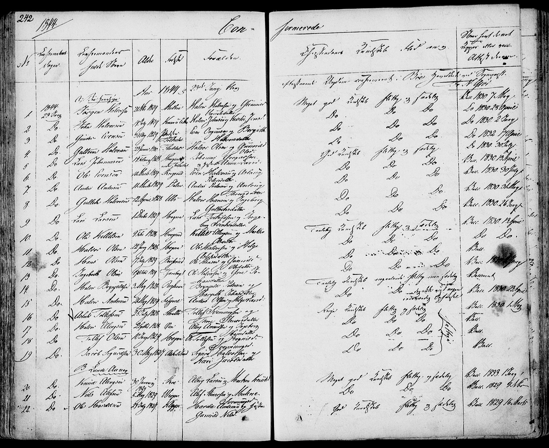 Bø kirkebøker, SAKO/A-257/F/Fa/L0007: Parish register (official) no. 7, 1831-1848, p. 242