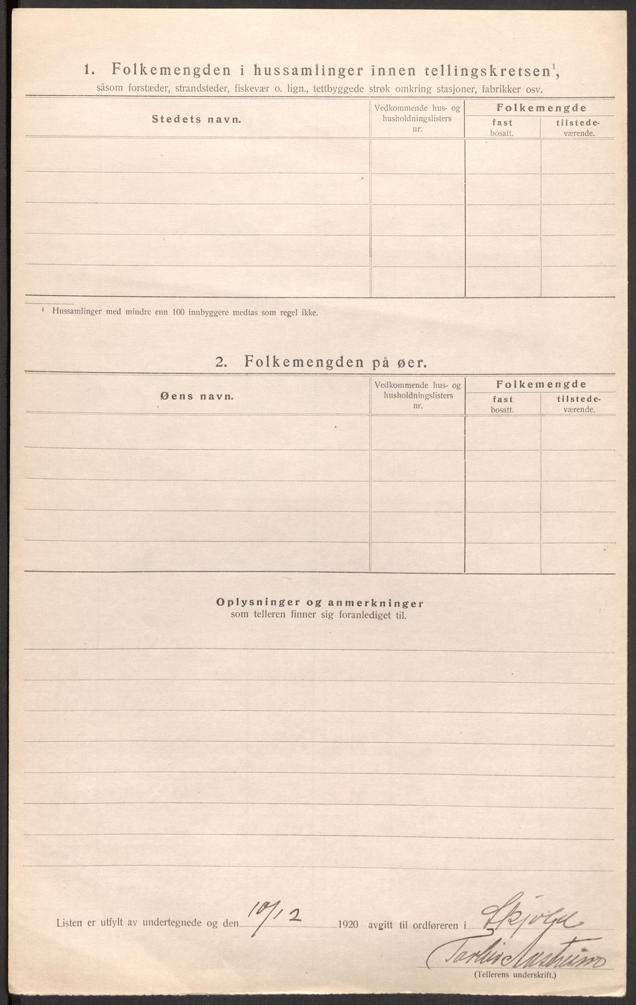 SAST, 1920 census for Skjold, 1920, p. 27