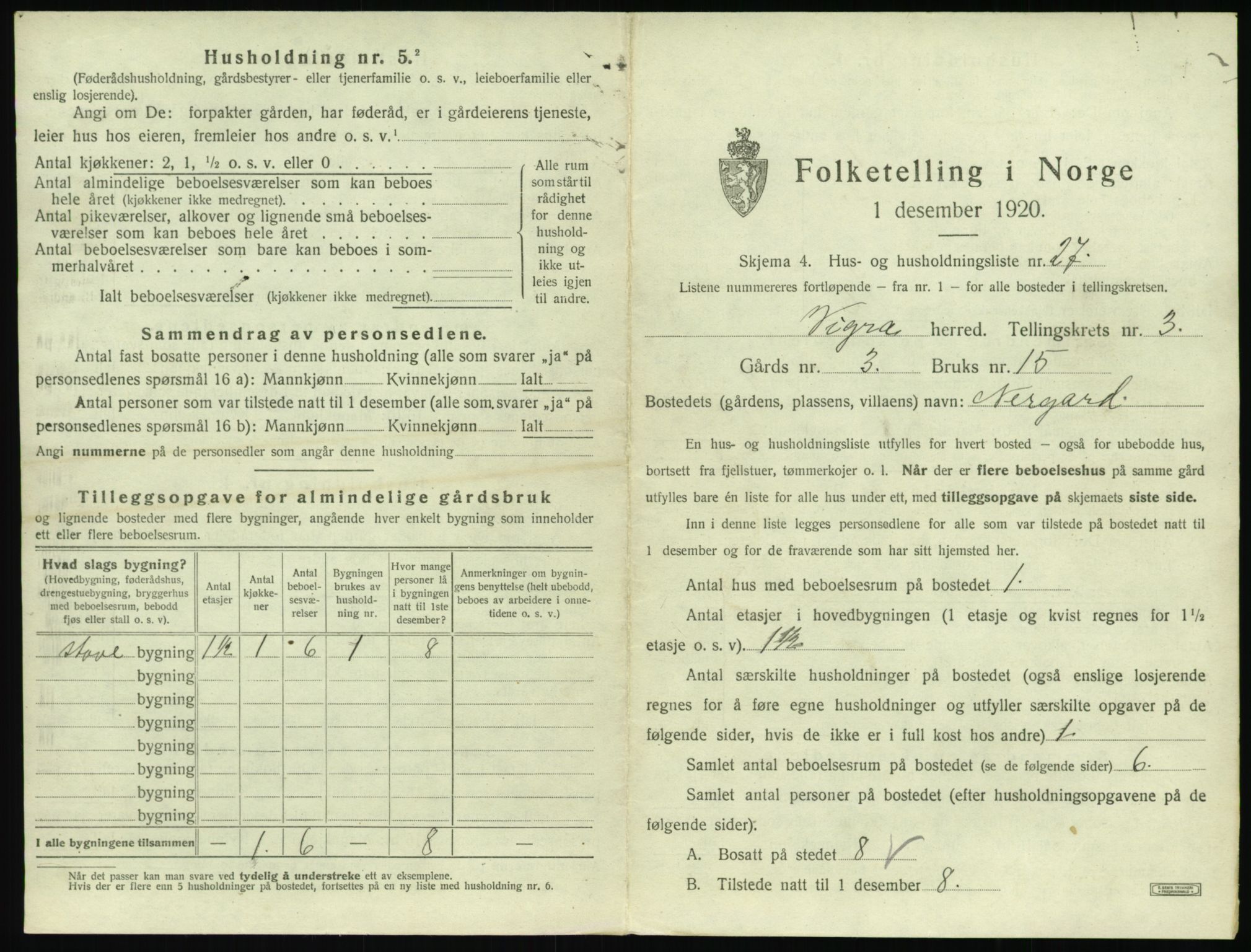 SAT, 1920 census for Vigra, 1920, p. 208