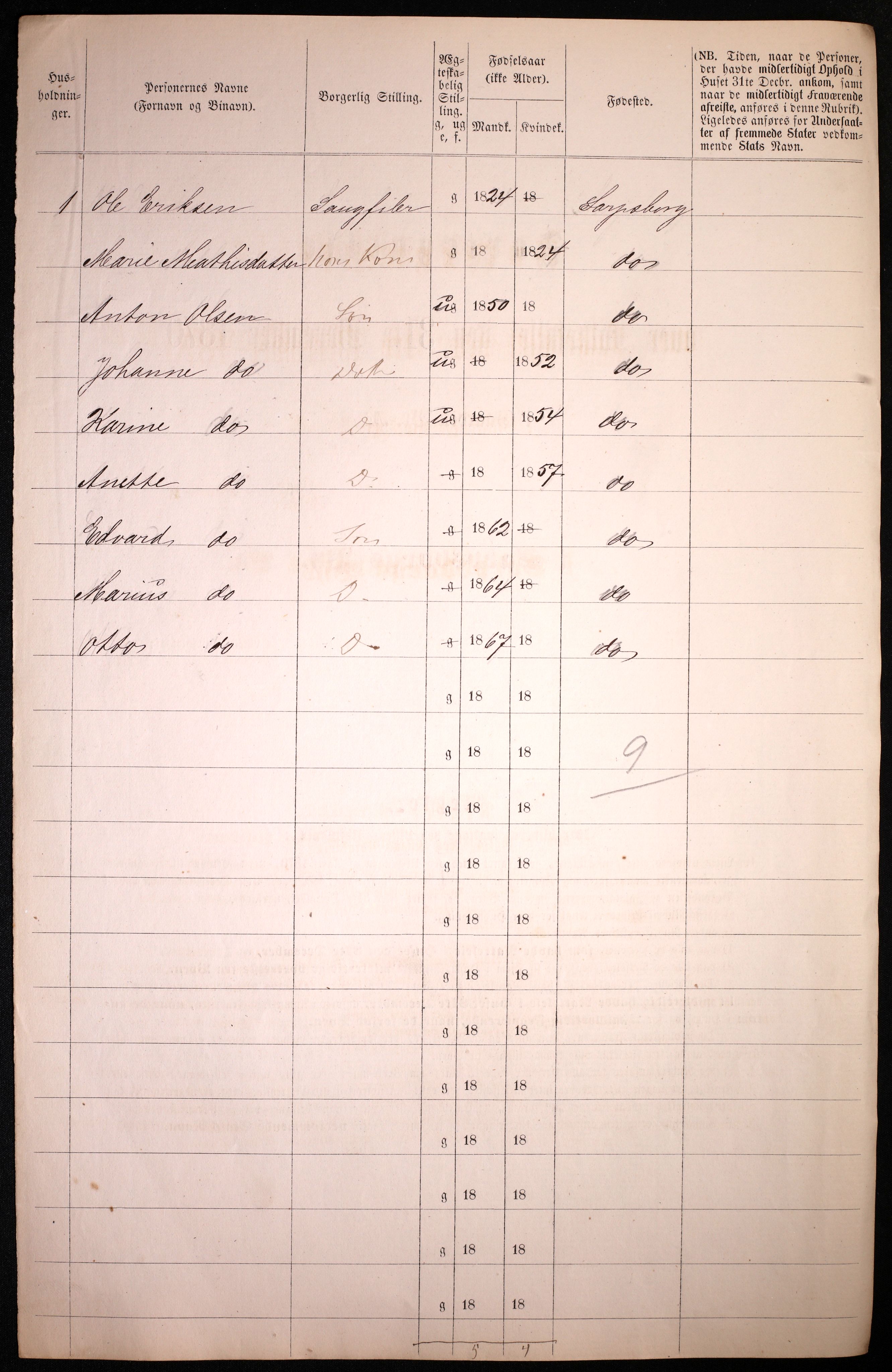 RA, 1870 census for 0102 Sarpsborg, 1870, p. 440