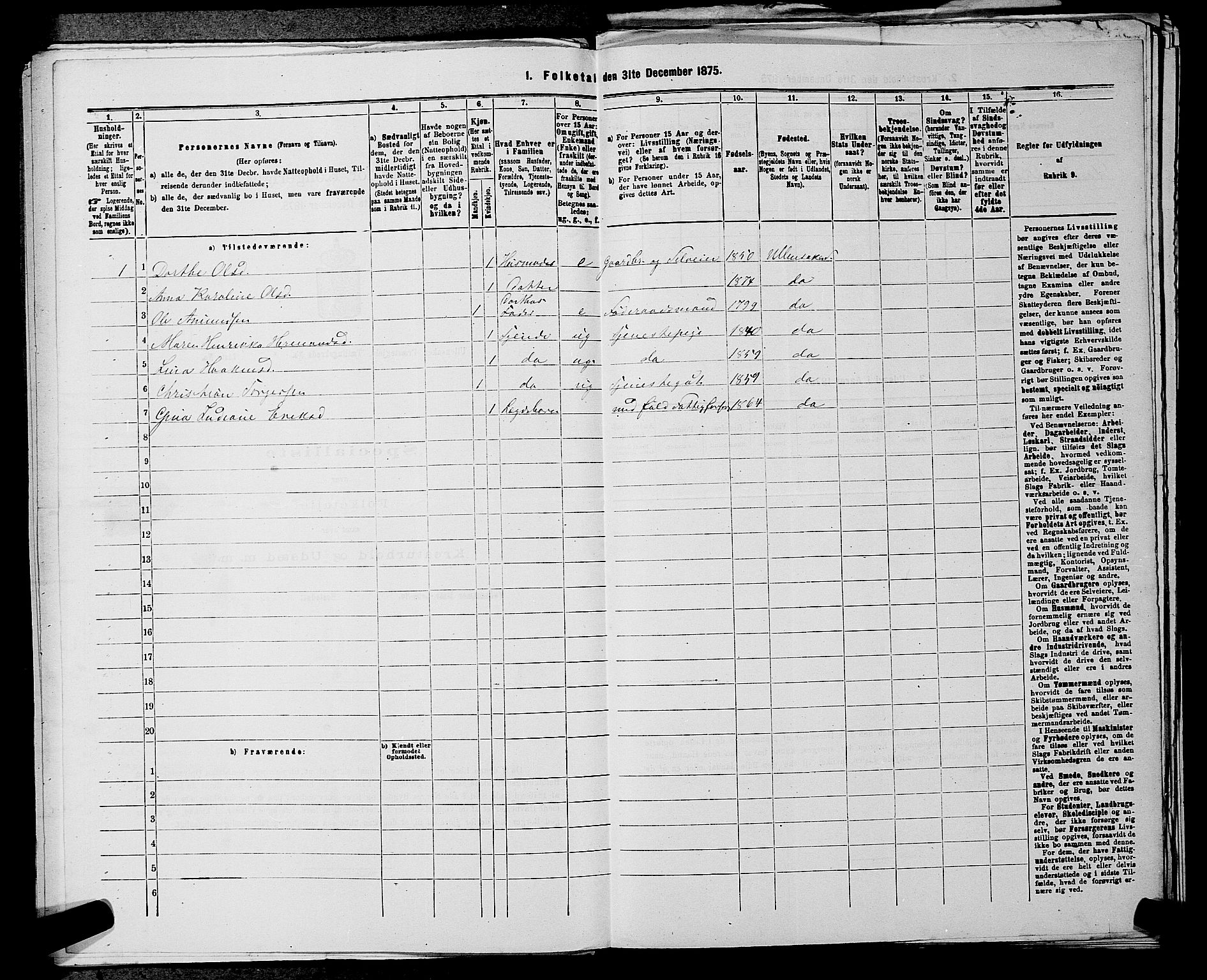 RA, 1875 census for 0235P Ullensaker, 1875, p. 965