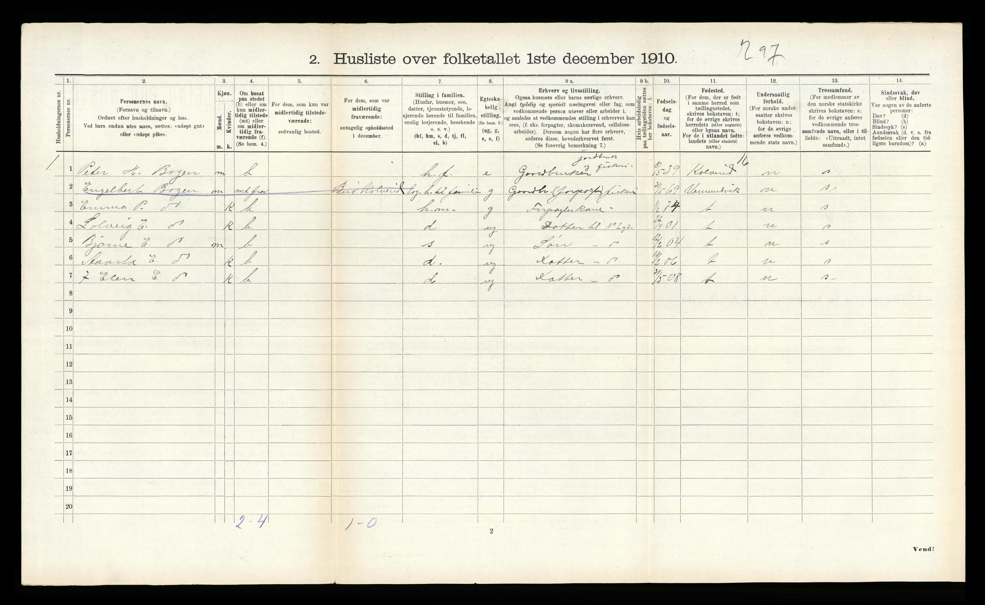 RA, 1910 census for Nærøy, 1910, p. 450