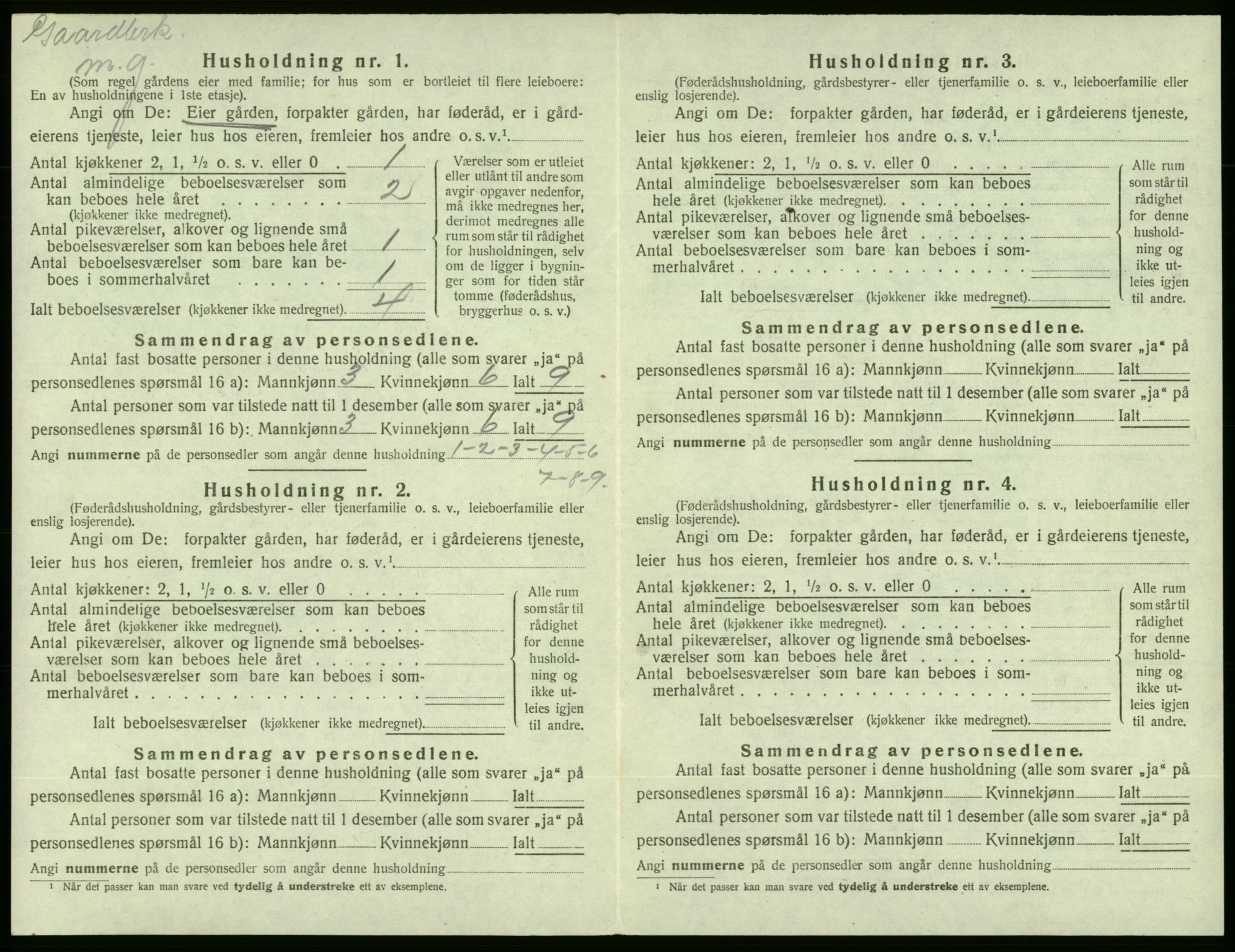 SAB, 1920 census for Etne, 1920, p. 197