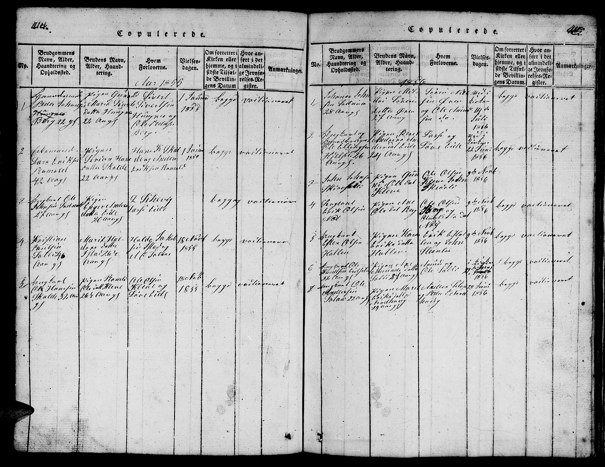 Ministerialprotokoller, klokkerbøker og fødselsregistre - Møre og Romsdal, SAT/A-1454/557/L0683: Parish register (copy) no. 557C01, 1818-1862, p. 414-415