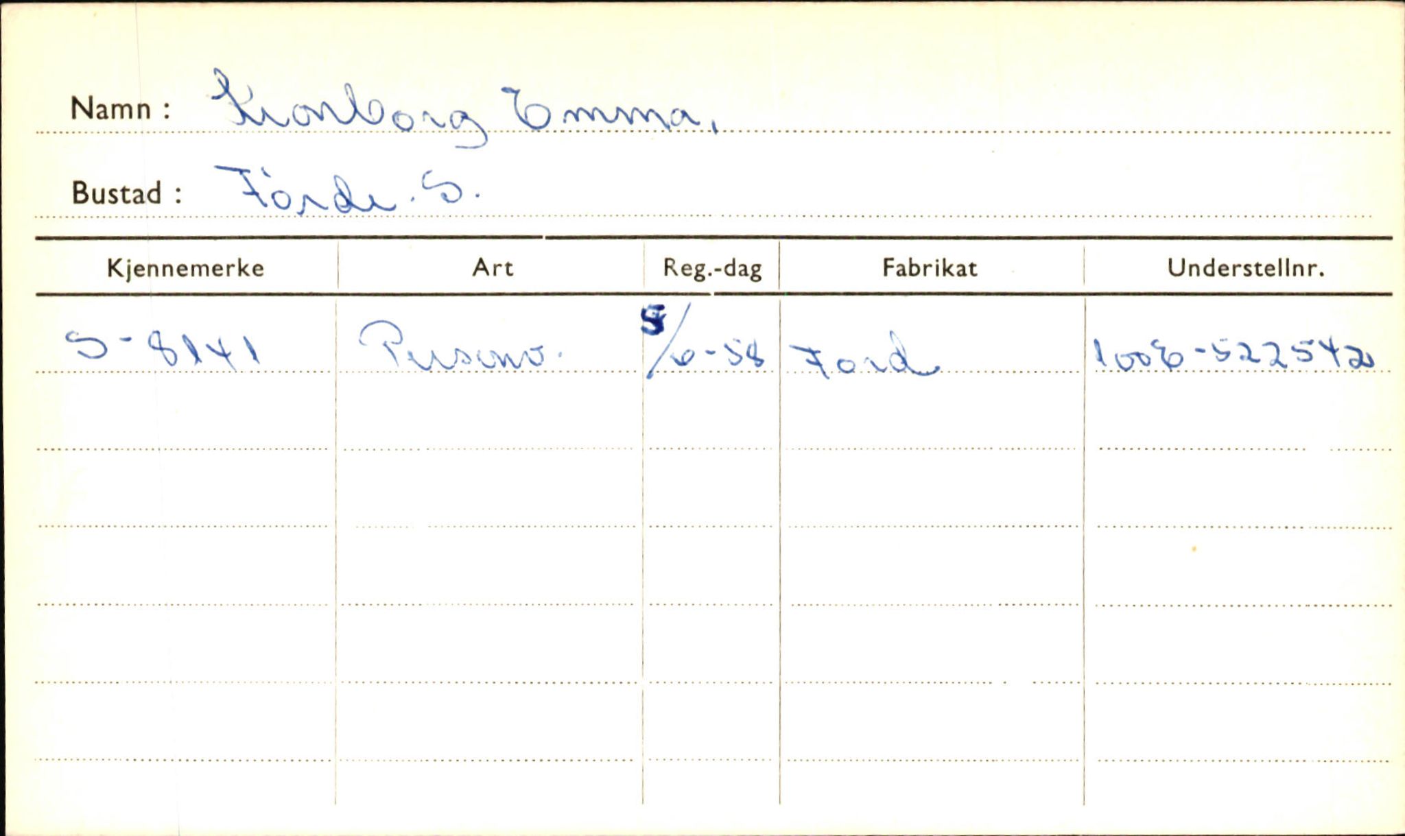 Statens vegvesen, Sogn og Fjordane vegkontor, SAB/A-5301/4/F/L0001B: Eigarregister Fjordane til 1.6.1961, 1930-1961, p. 252