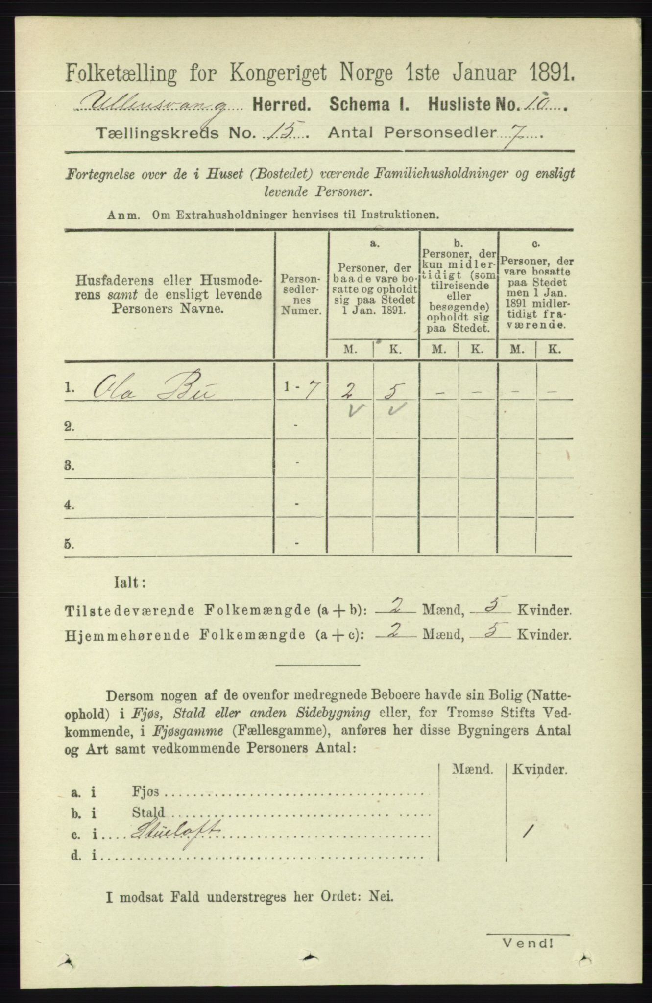 RA, 1891 census for 1230 Ullensvang, 1891, p. 5862