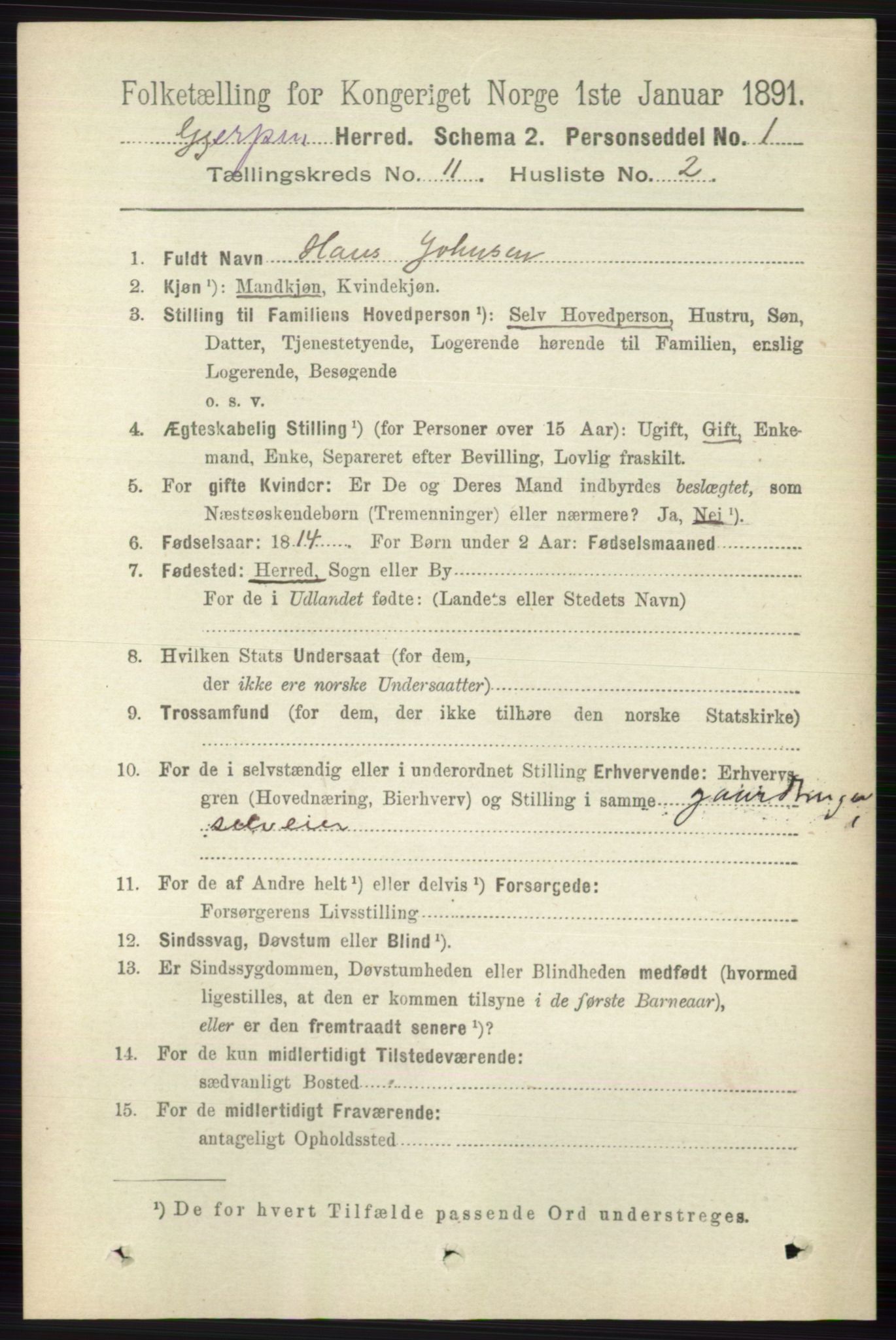 RA, 1891 census for 0812 Gjerpen, 1891, p. 6544