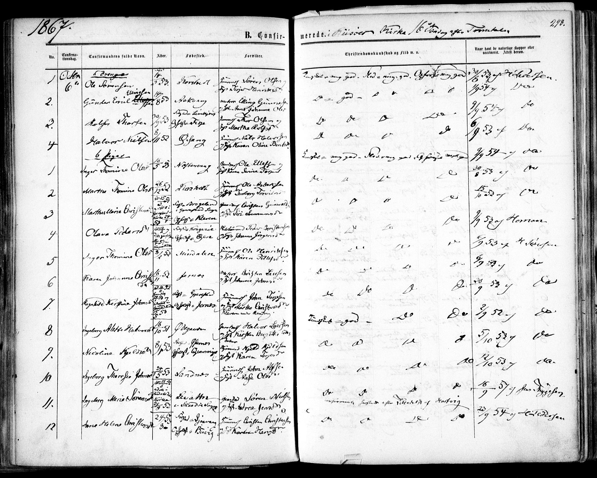 Søndeled sokneprestkontor, SAK/1111-0038/F/Fa/L0003: Parish register (official) no. A 3, 1861-1879, p. 298