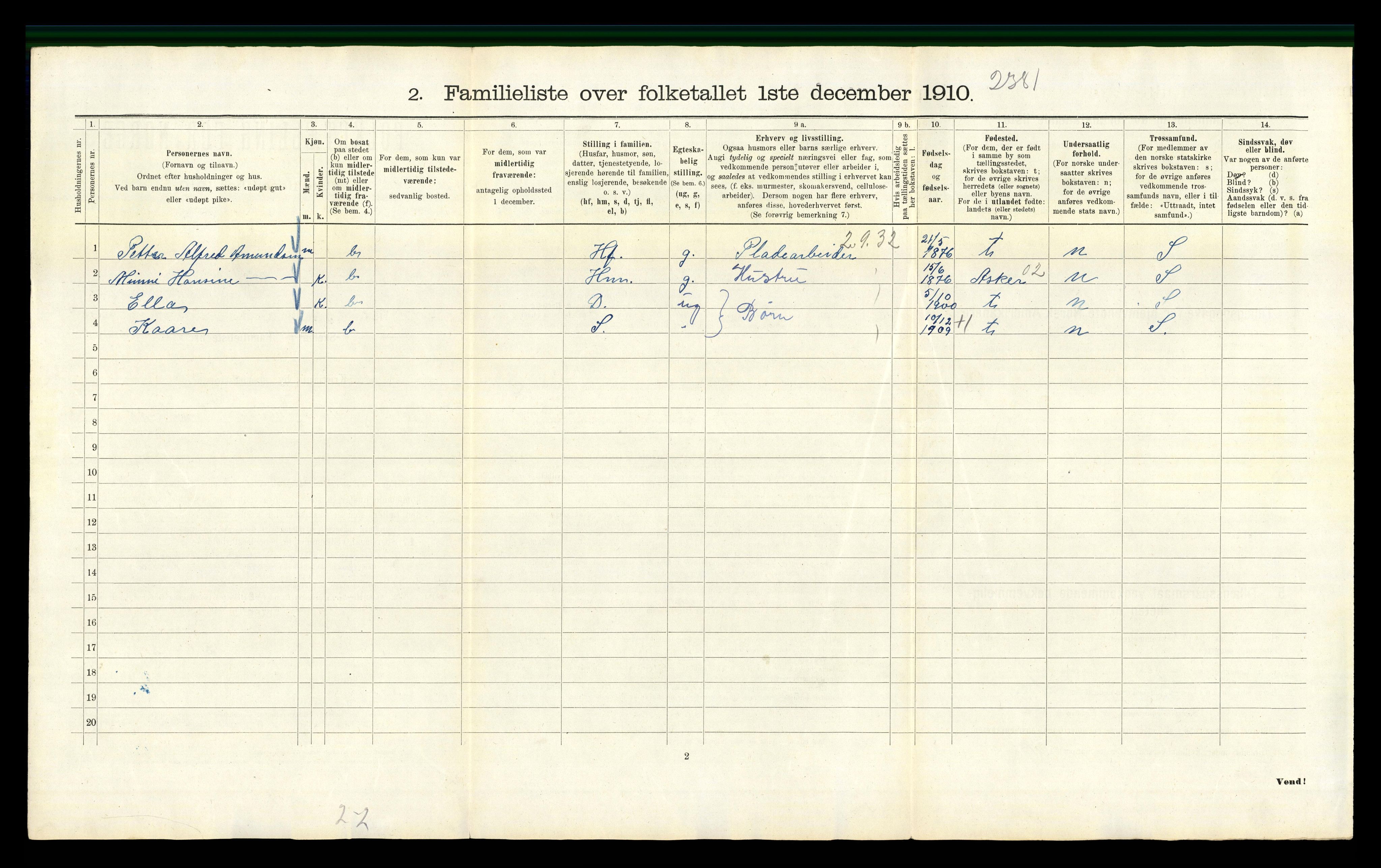 RA, 1910 census for Kristiania, 1910, p. 71160