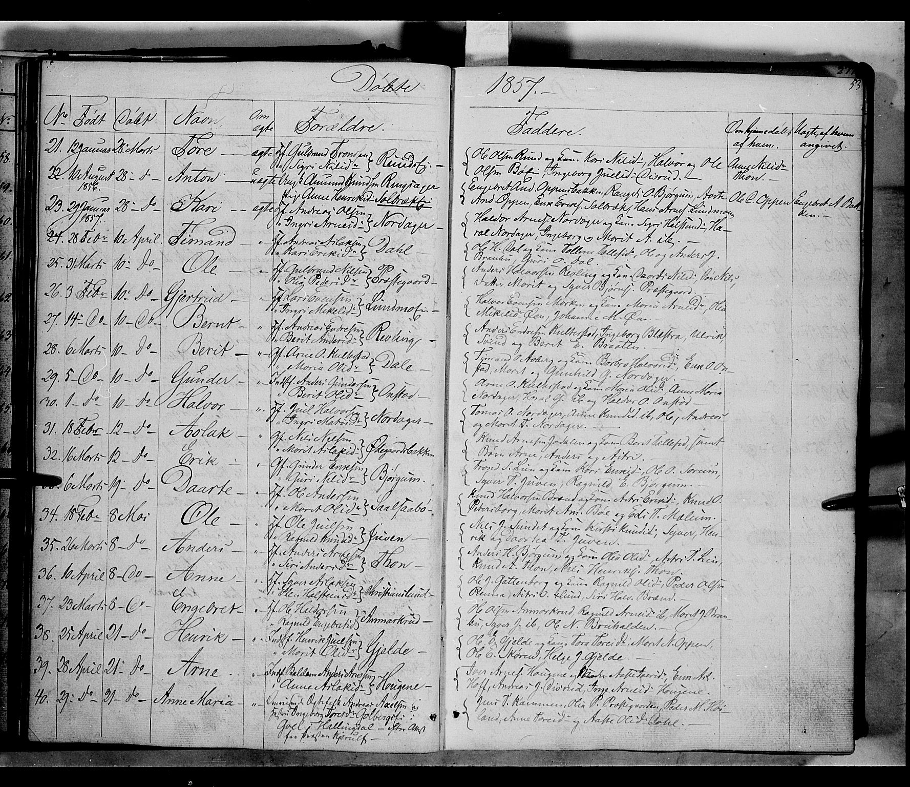 Nord-Aurdal prestekontor, SAH/PREST-132/H/Ha/Haa/L0004: Parish register (official) no. 4, 1842-1863, p. 53