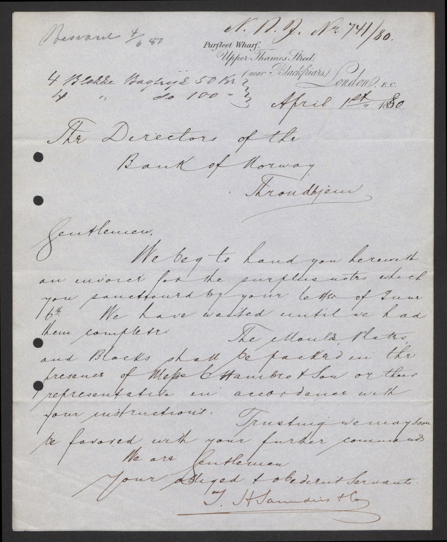 Norges Bank, Direksjonsarkivet I, AV/RA-S-3160/E/L0032: Hovedsetet, 1821-1921, p. 452