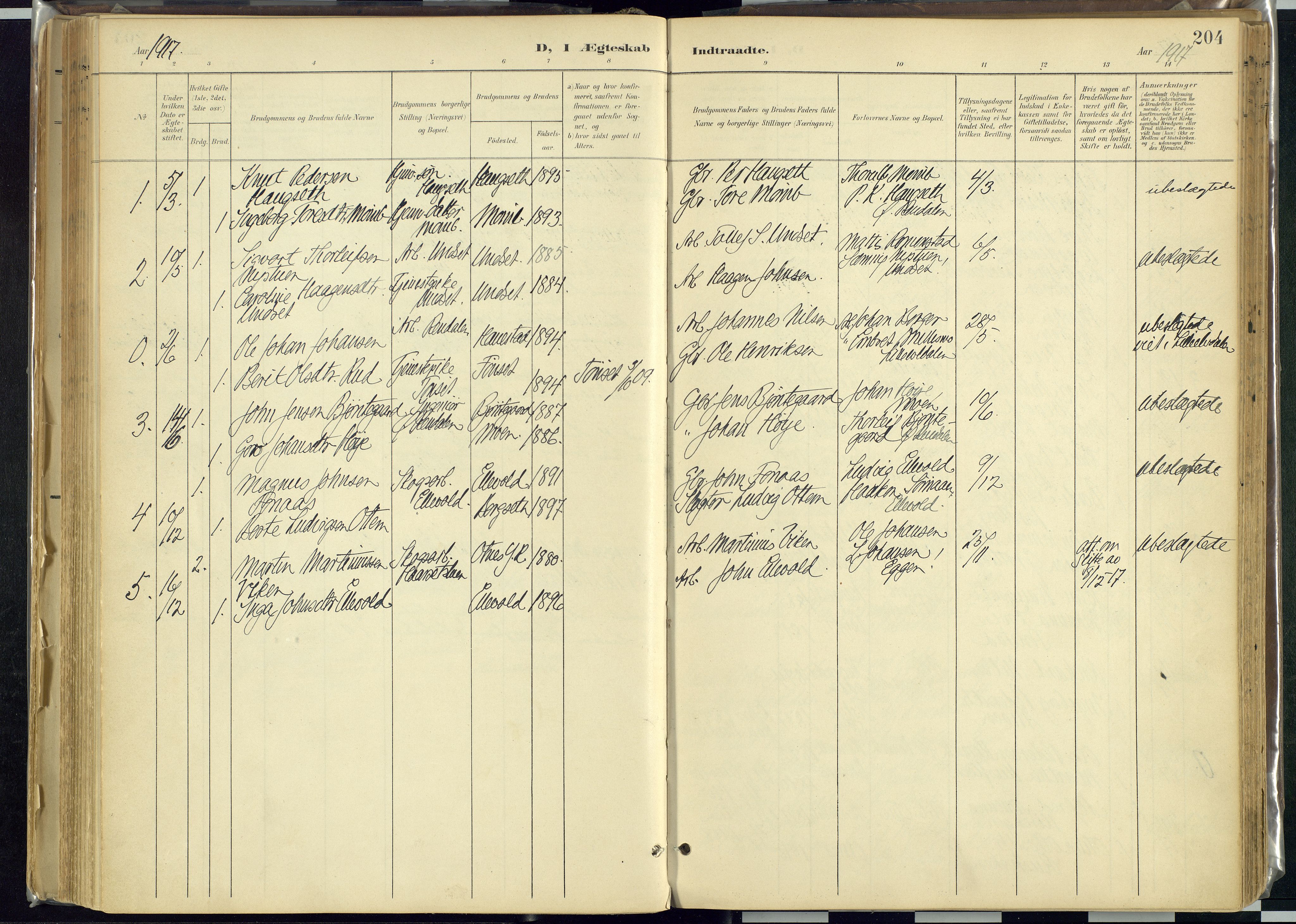 Rendalen prestekontor, SAH/PREST-054/H/Ha/Haa/L0012: Parish register (official) no. 12, 1901-1928, p. 204