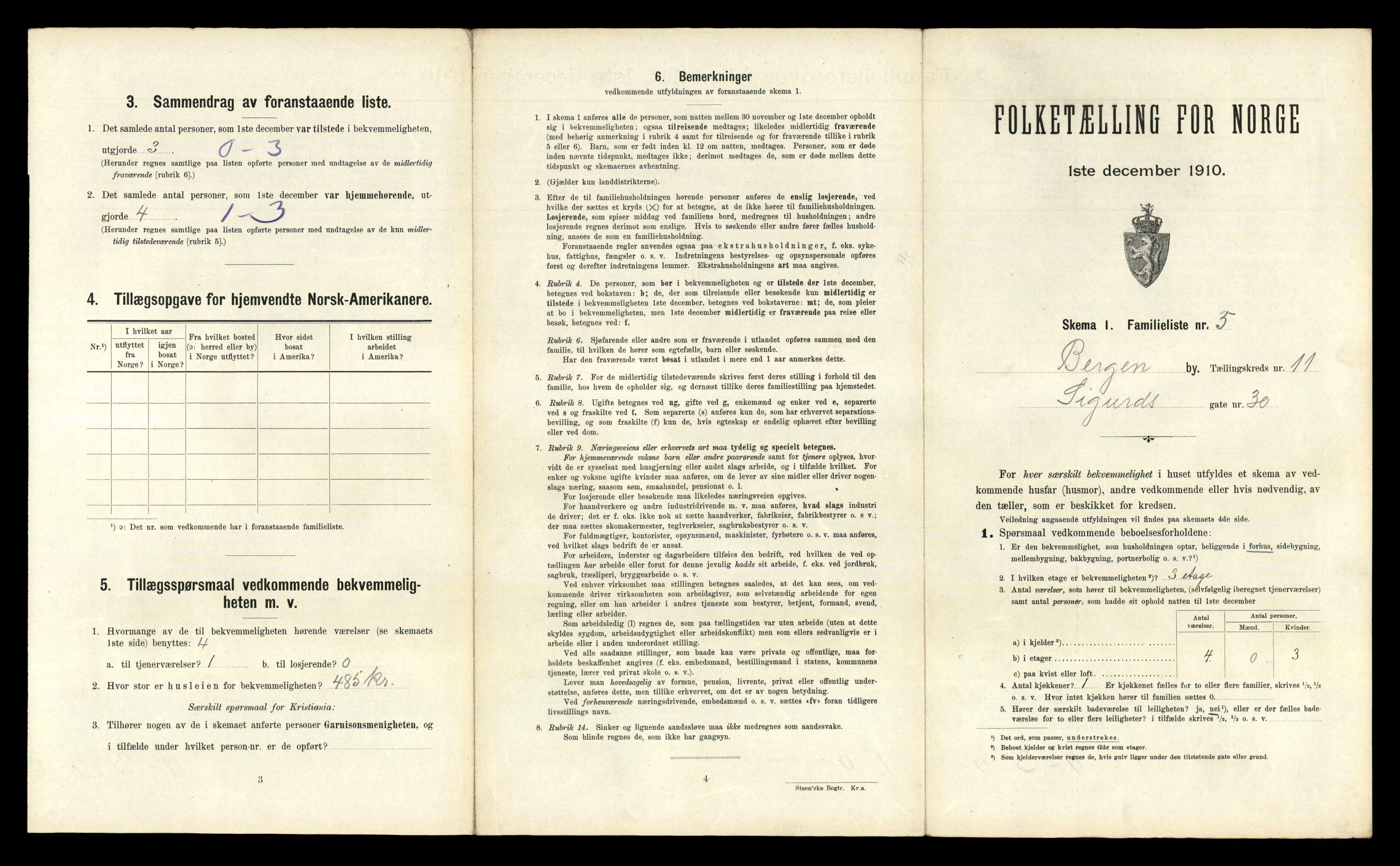 RA, 1910 census for Bergen, 1910, p. 3603